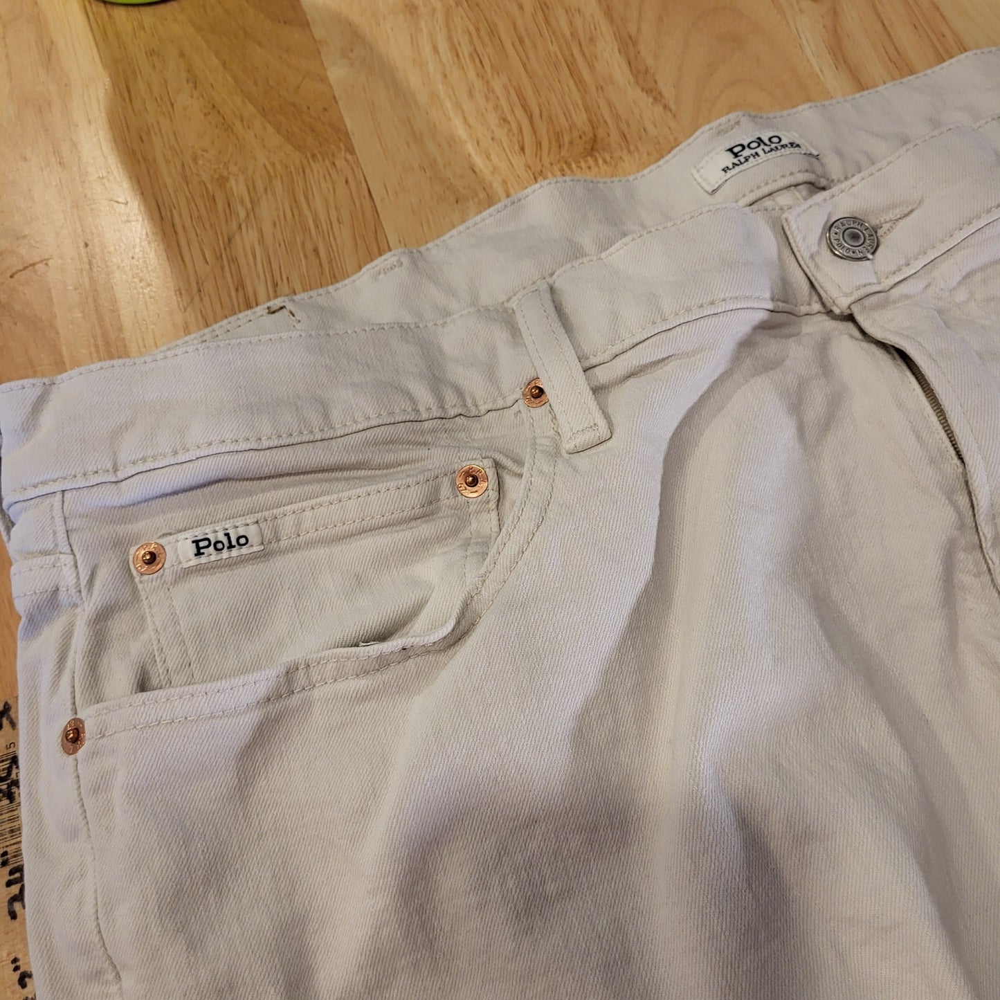 Polo Ralph Lauren White denim jeans 42 X 30 the Sullivan Slim cotton