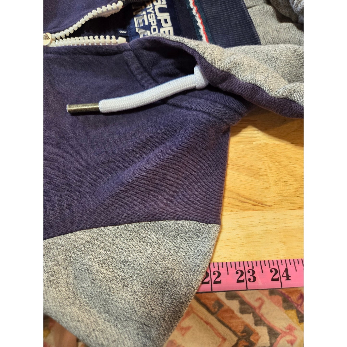 Supreme hoodie navy blue white graphic contrast sleeve zip hoodie cotton xs