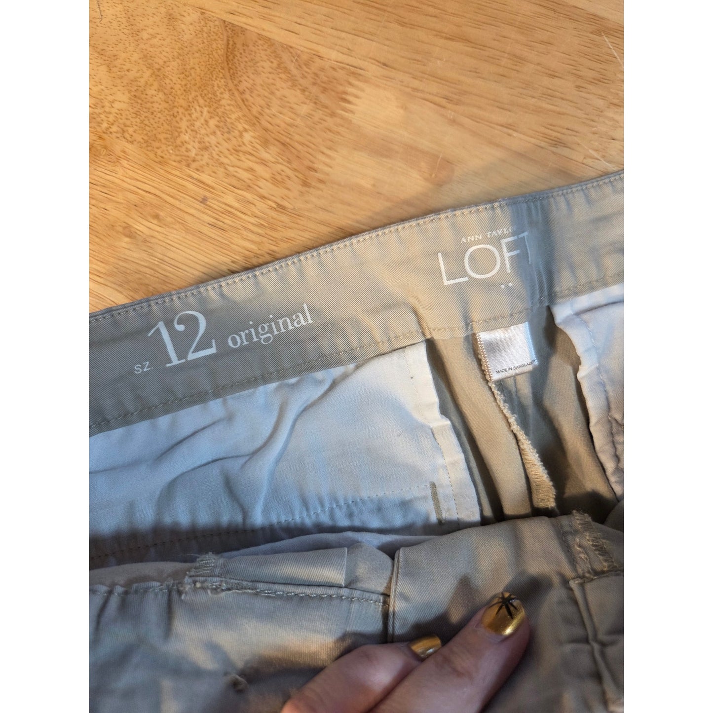Ann Taylor Loft size 12 original sailor front wide leg khaki pants cotton