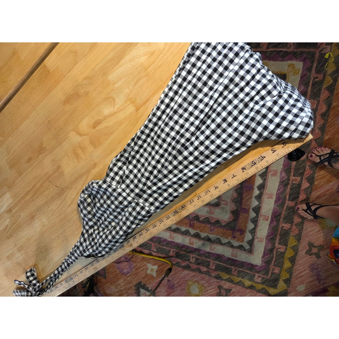 Boston Proper Black & White Gingham Sleeveless Princess Neckline Linen Jumpsuit