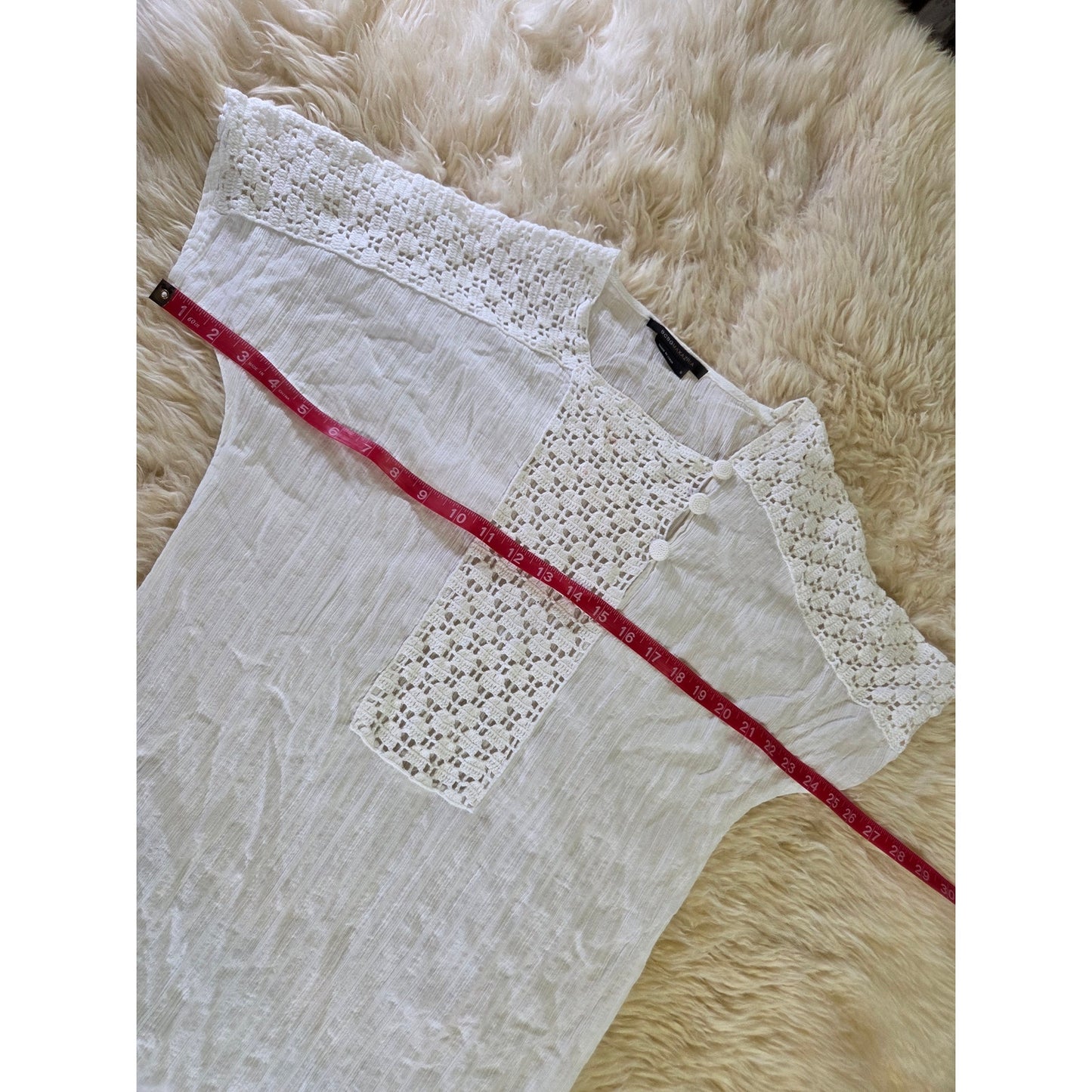 BCBG Max Azria white cotton eyelet short sleeve Tunis dress top short sleeve