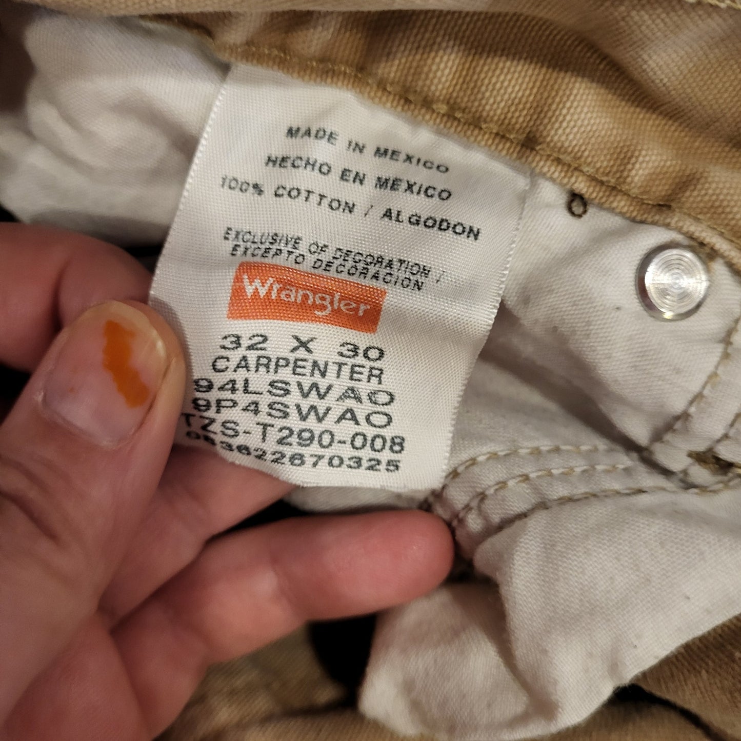 Wrangler Khaki Work Pants 32x30 100% Cotton