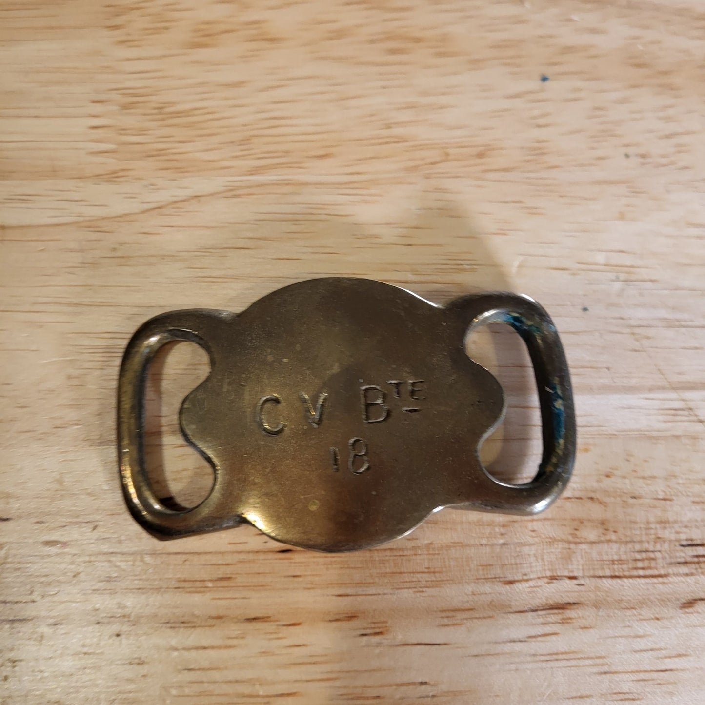 Vintage Antique Trench Art Military Belt Buckle Leather Army 34