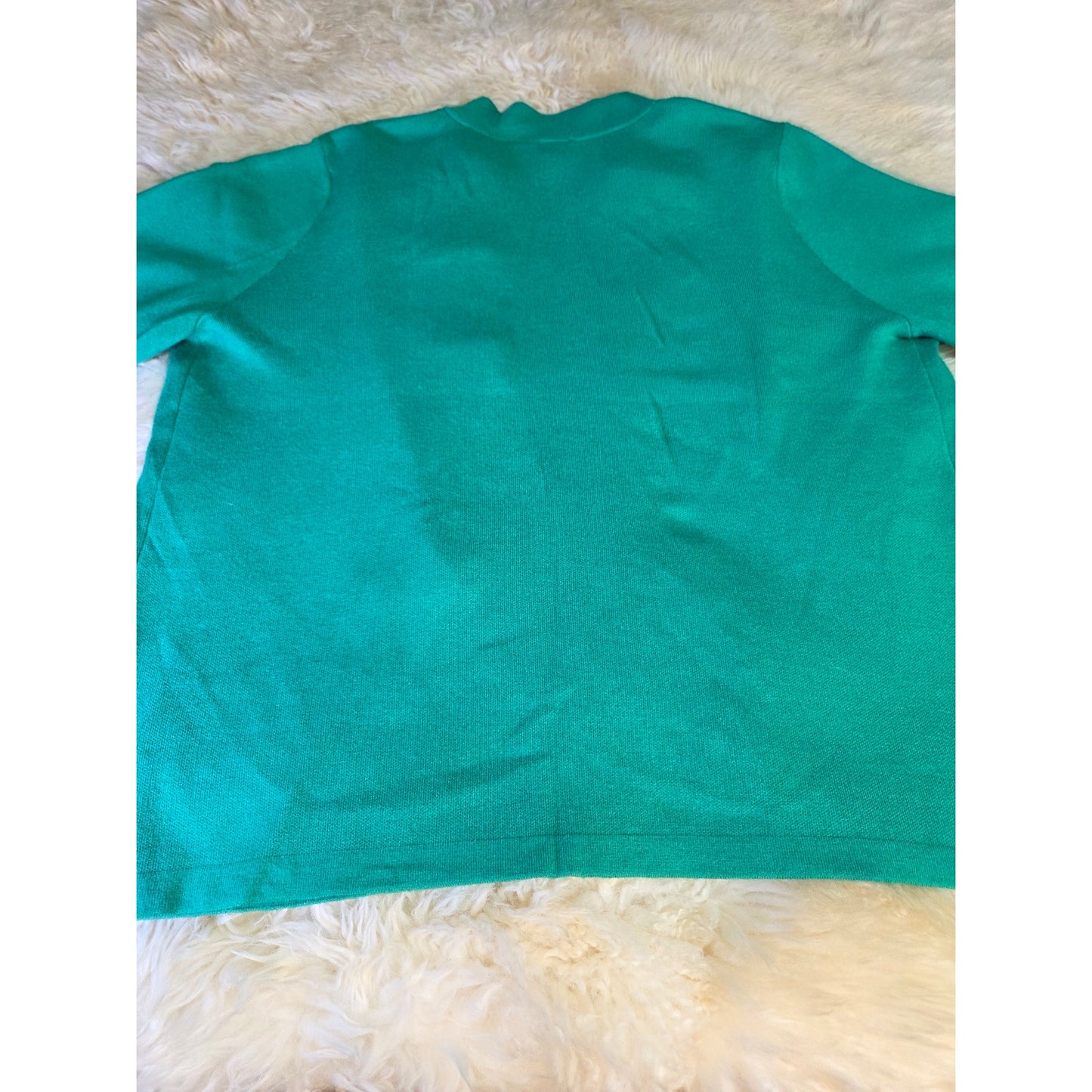Jones New York Kelly Green Gold Button Detail Sweater Viscose Blend Large