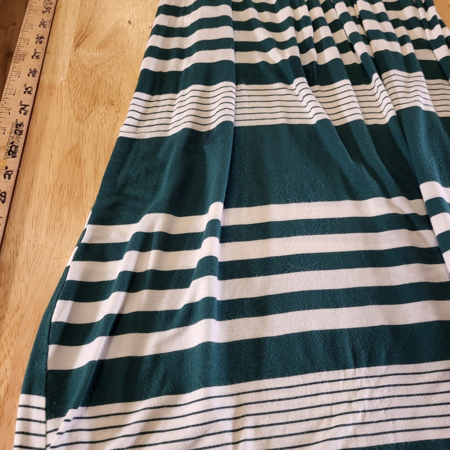 Espresso Green Striped Rayon Jersey Knit Tank Maxi Dress Stretch Summer L
