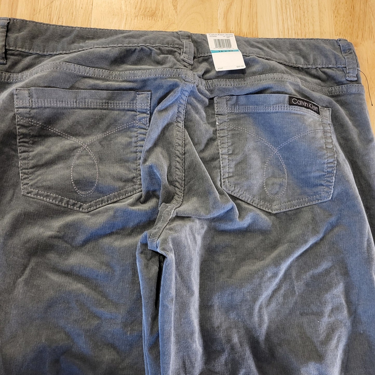 NWT Calvin Klein Jeans Gray Corduroy Straight Leg Sz. 16 Cotton Stretch