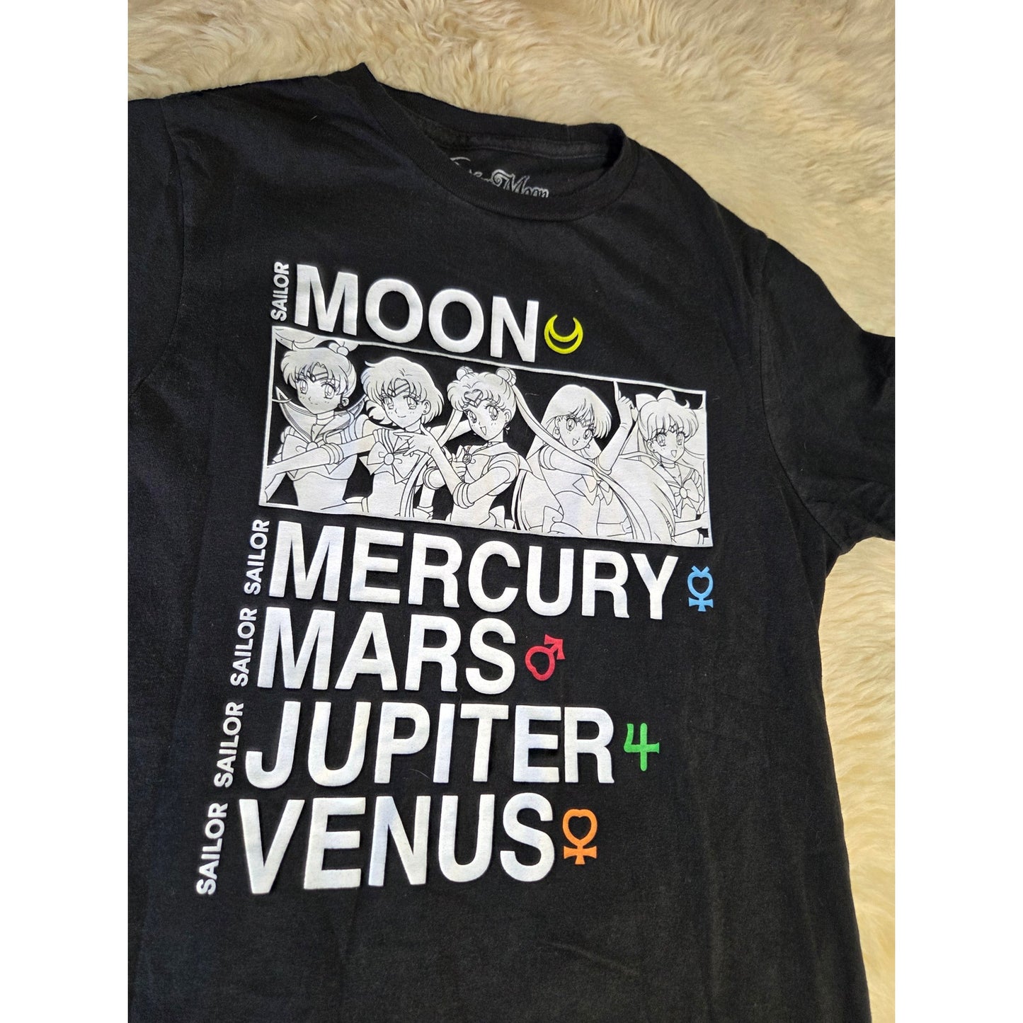 Sailor Moon 100% cotton black T-shirt small anime Japanese black