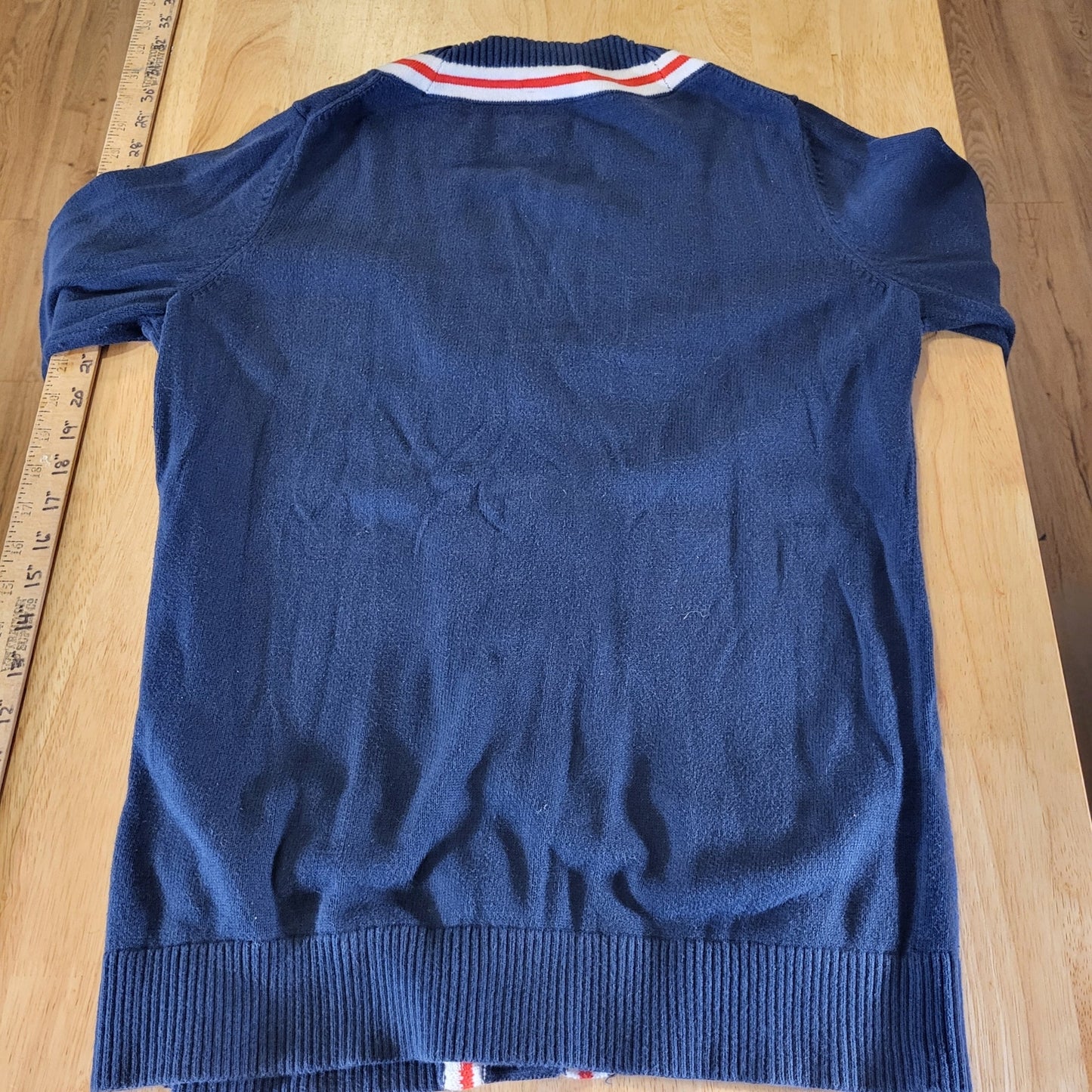 Tommy Hilfiger Collegiate Cardigan Monogram  Red Stripe Blue Gold Button L