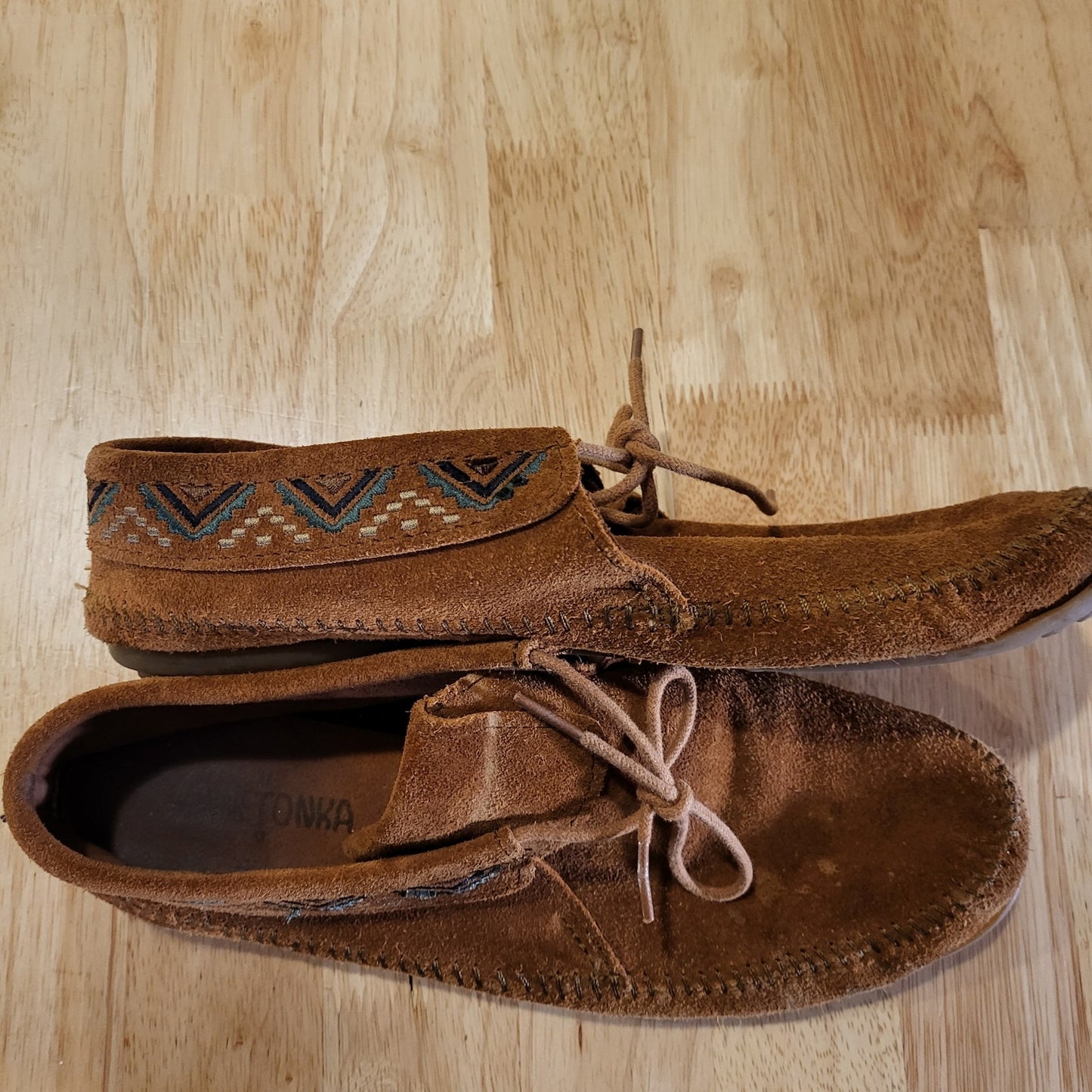 Minnetonka Brown Suede Leather Ankle Moccasins Size 11
