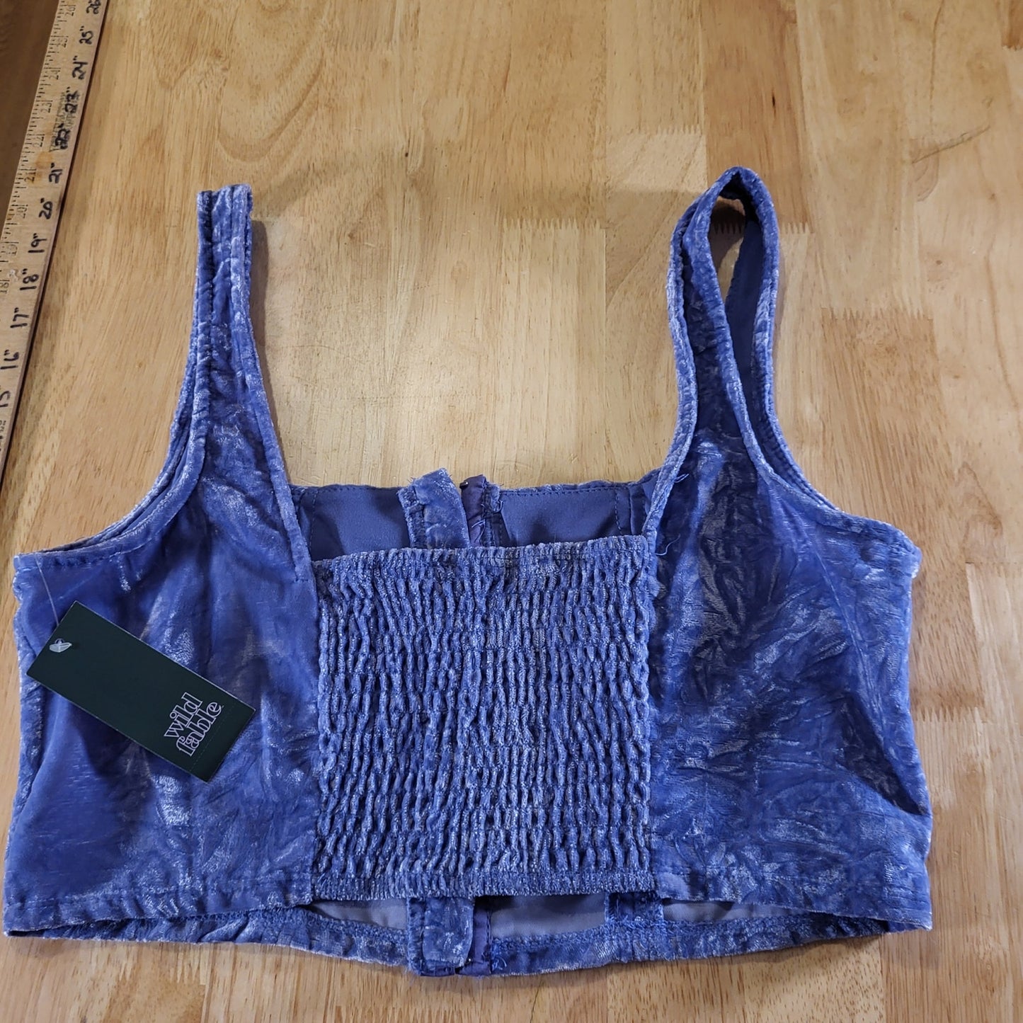 NWT Wild Fable Periwinkle Blue Velvet Stretch Corset Top Sleeveless Large