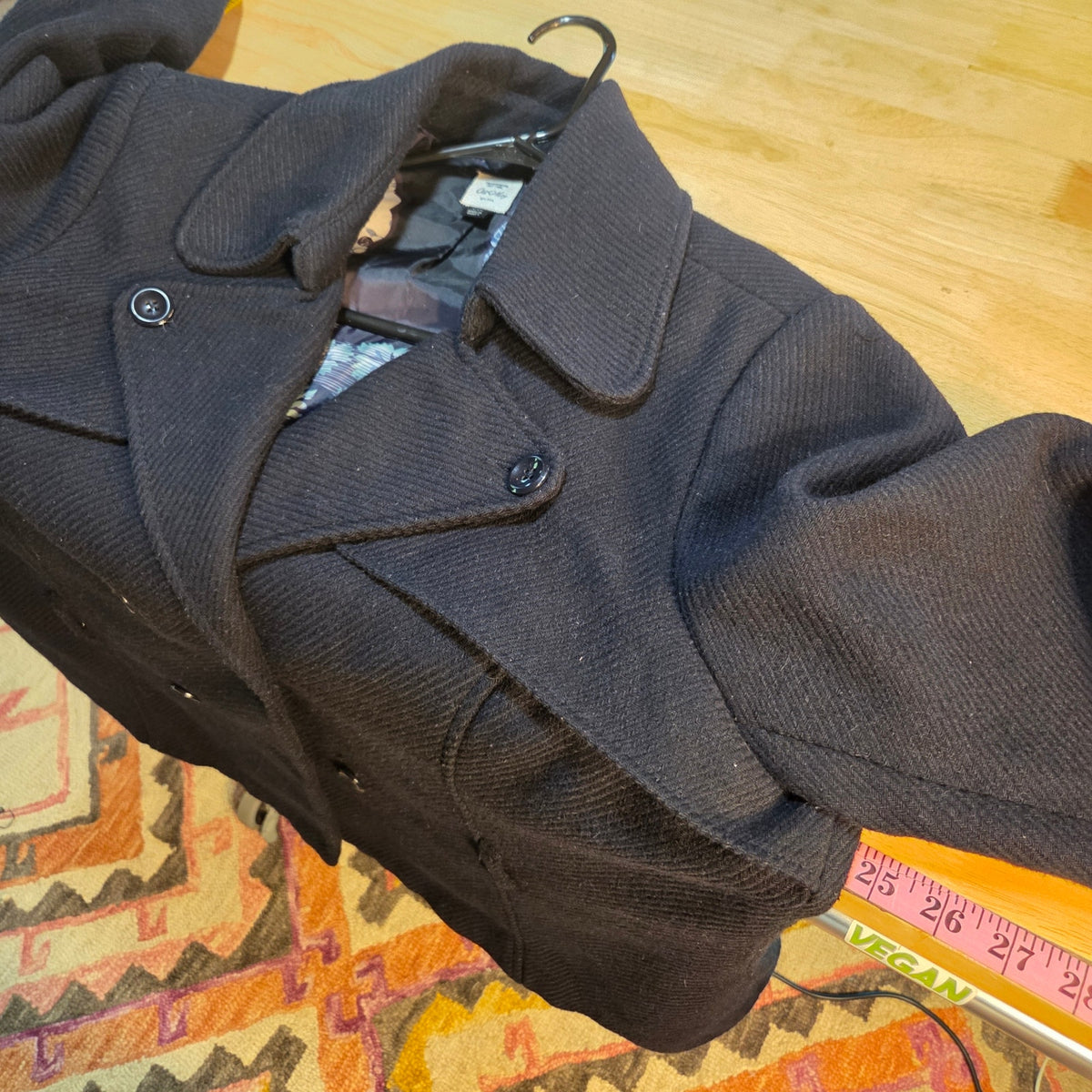 Old Navy xxl recycled wool blend peacoat black big buttons classic style