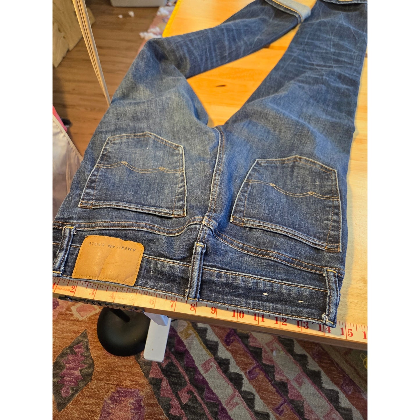 American Eagle 28x30 next level airflex skinny medium dark wash distressed jeans