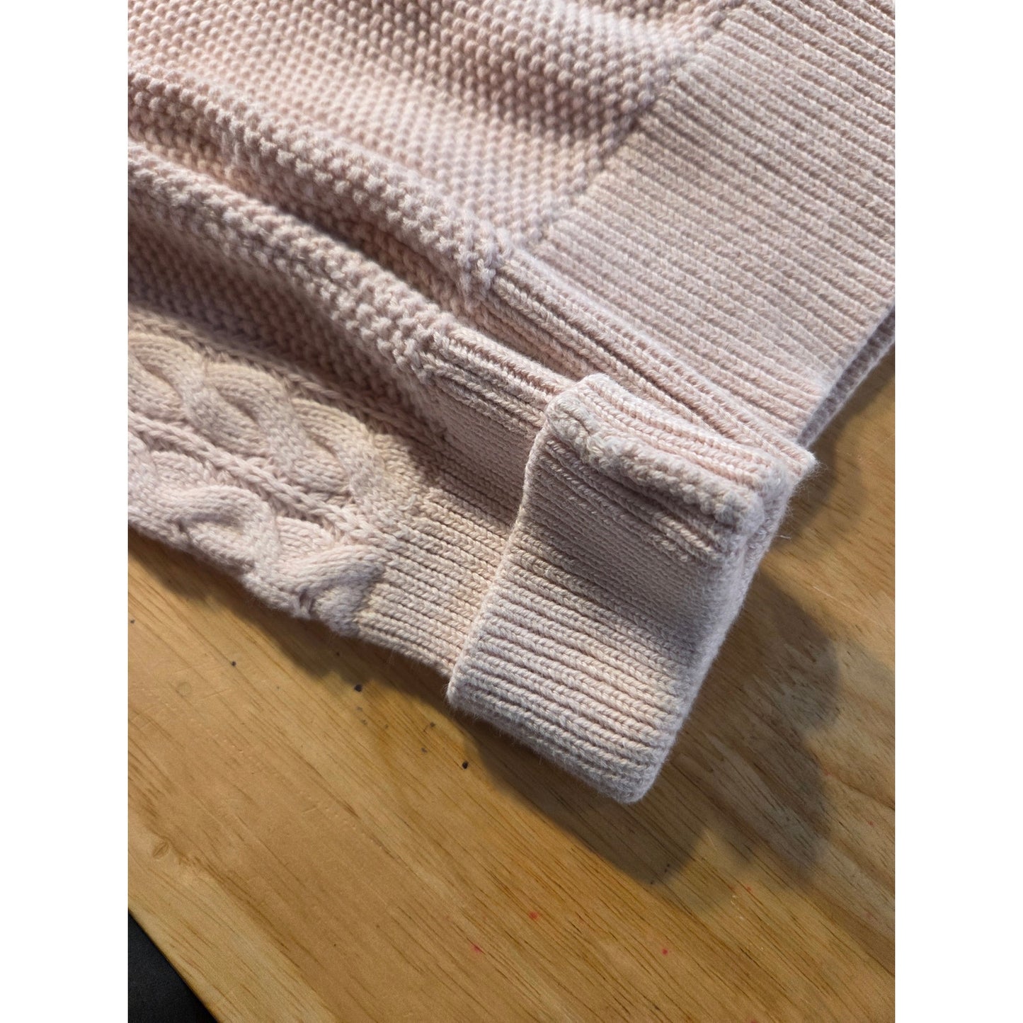 Gap Vintage Baby Pastel Pink Cable Knit Sweater Beautiful Petite Sm 100% Cotton