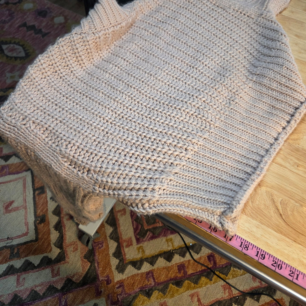 H&M Beige Chunky Knit Mock Neck Sweater Wool Acrylic Blend XS