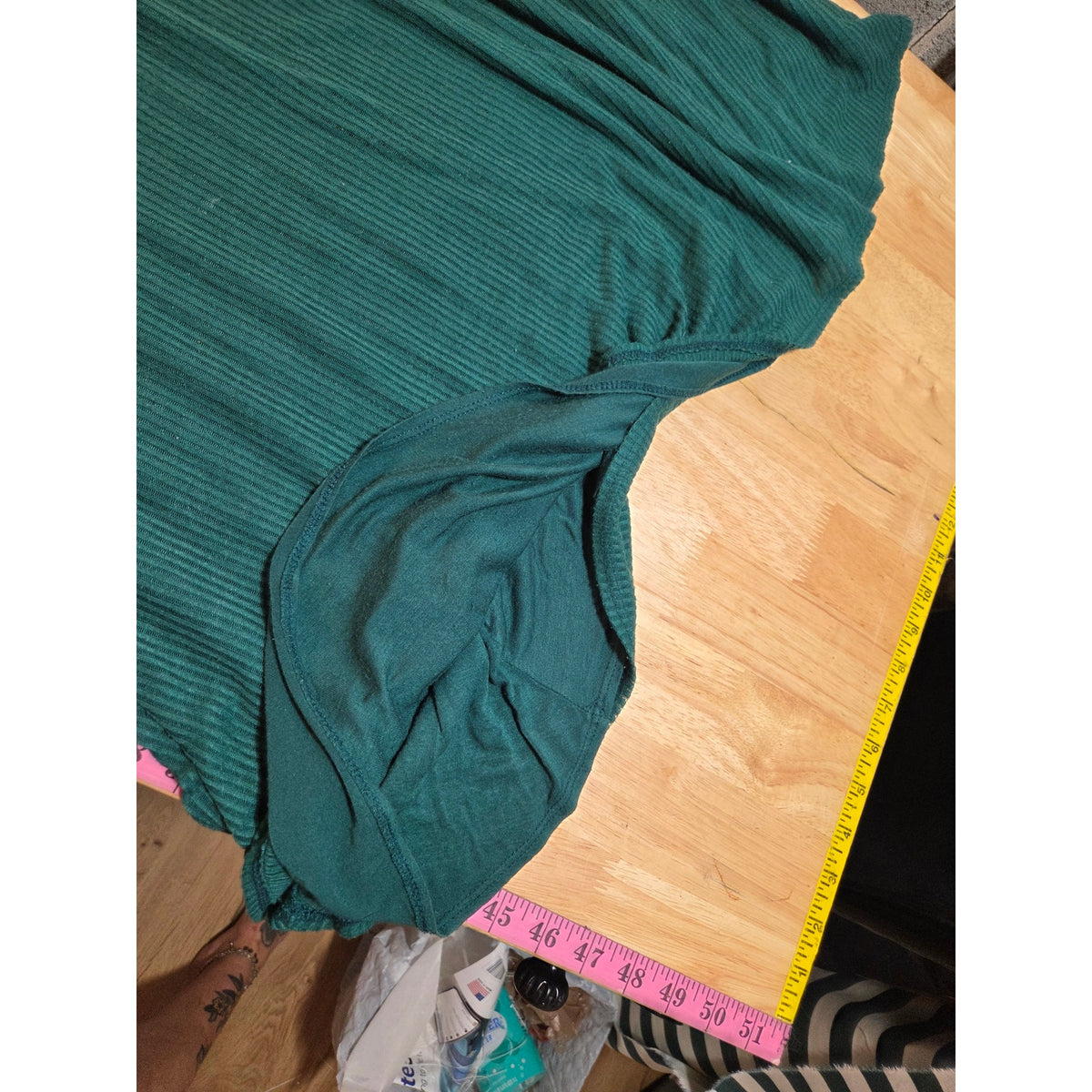 Silence + Noise emerald green sleeveless A-line jersey knit ribbed dress medium