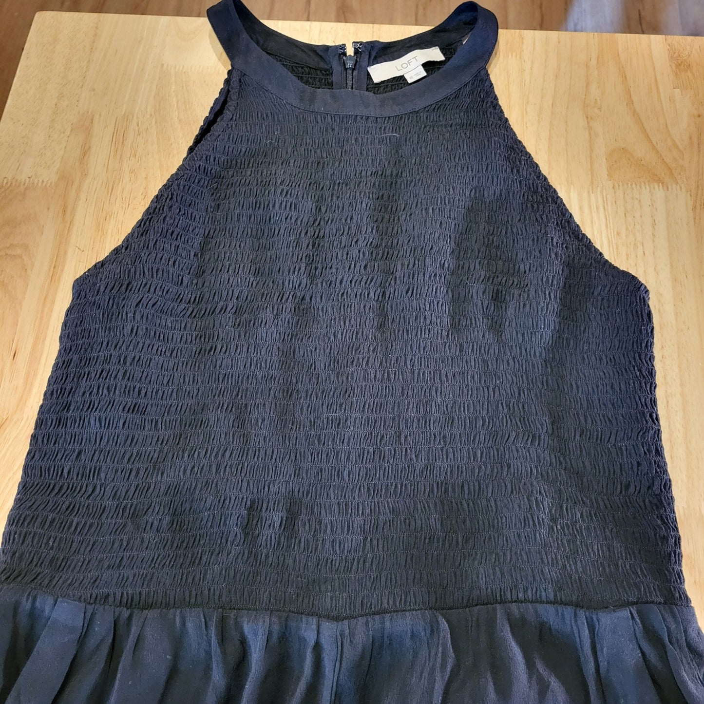 Ann Taylor Black Sheered Top Wide Leg Sleeveless Jumpsuit Size 10