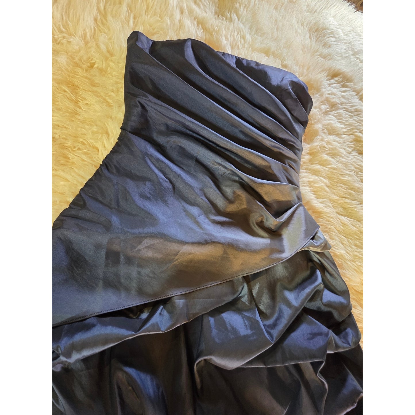 Onyx Nite blue metallic ombre gathered sleeveless tube dress Mini size 12
