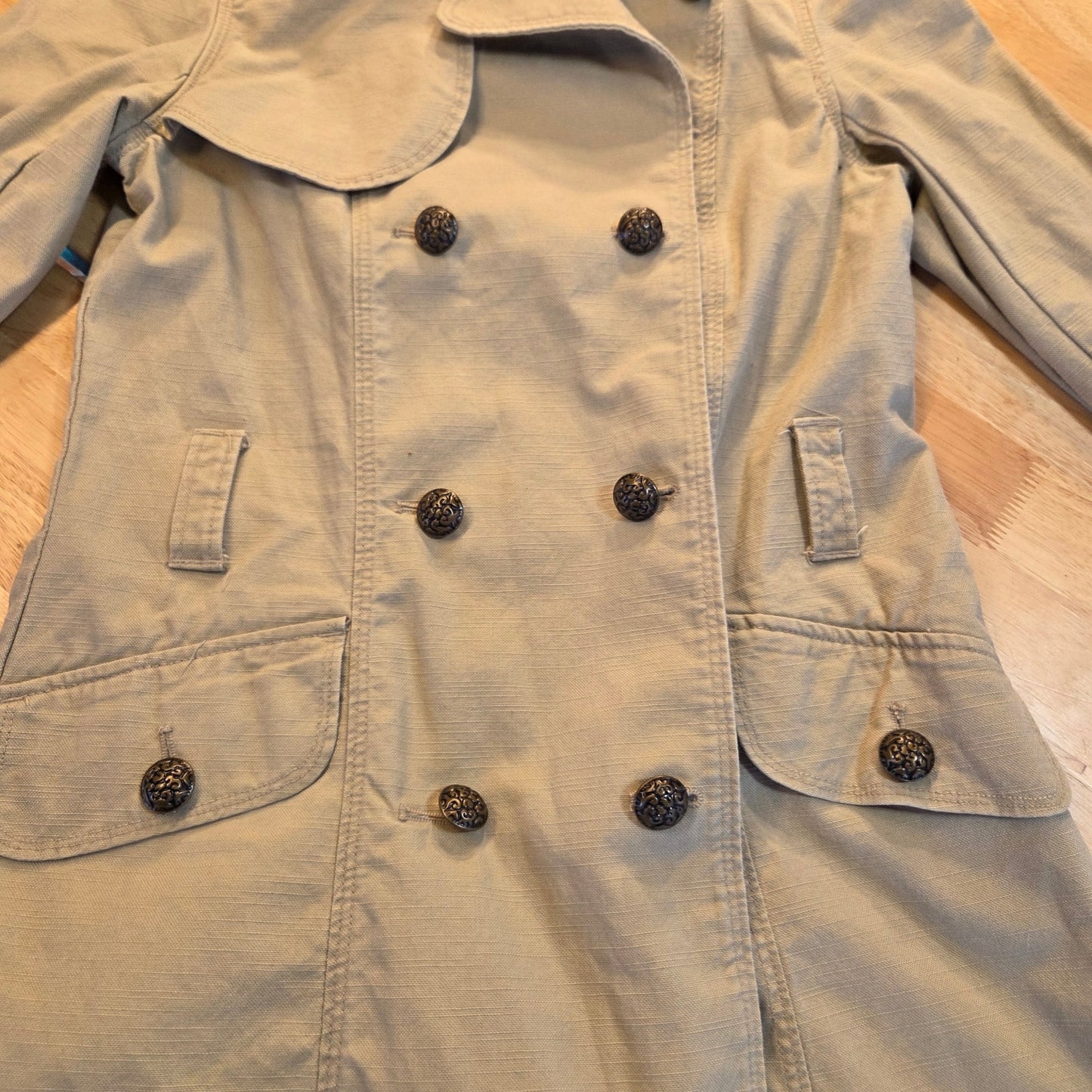 Orsay khaki denim double-breasted midi length trench Brown buttons 100% cotton