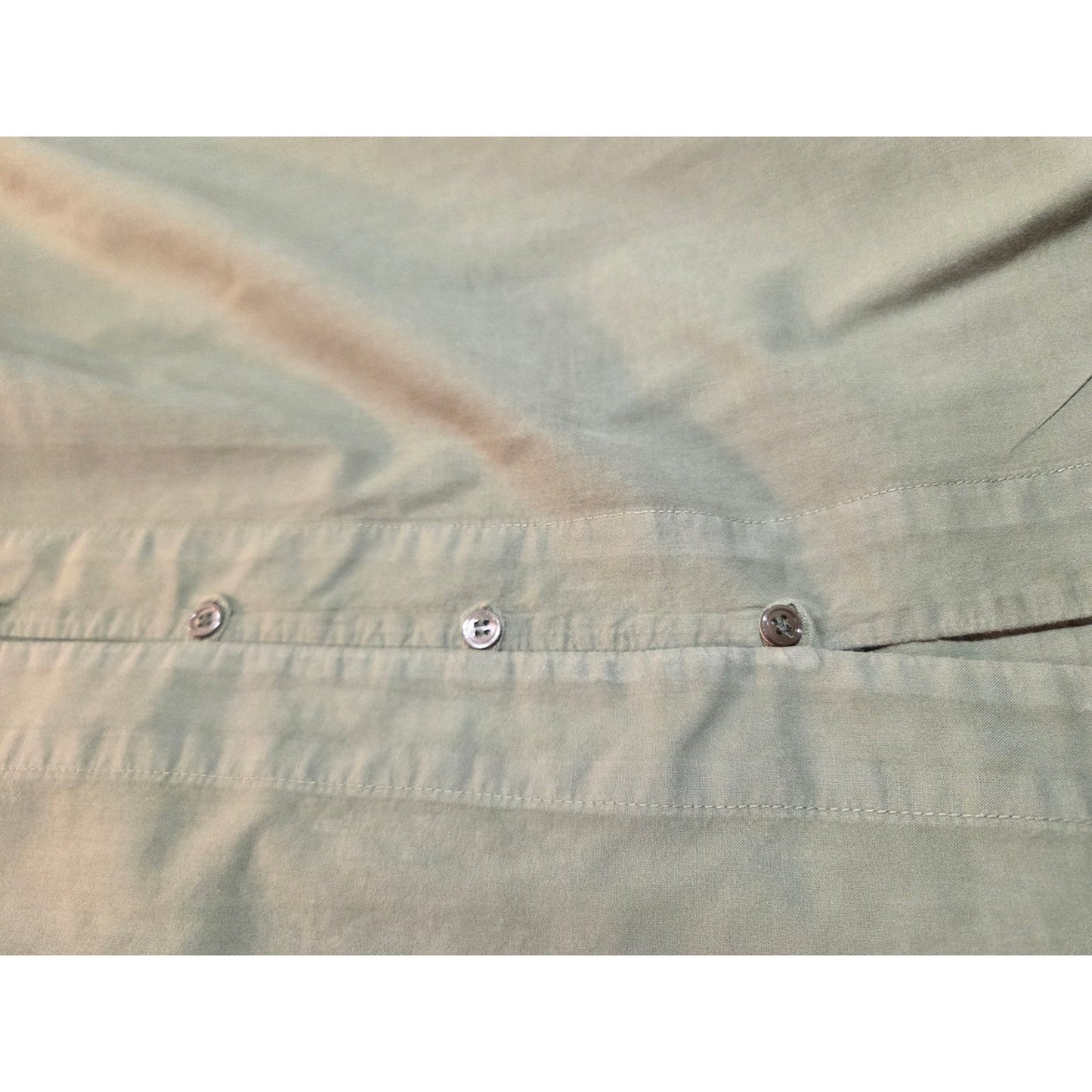 Xirena green army woven long sleeve blouse button front mandarin collar size lg