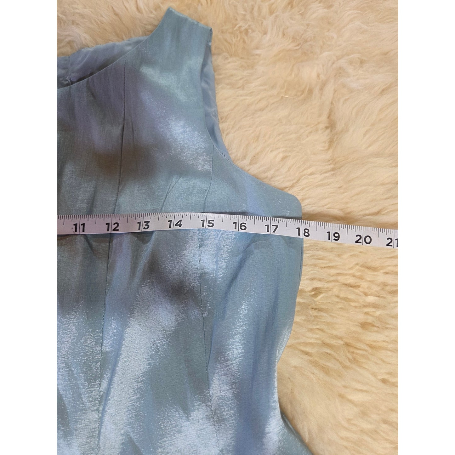 Baby Blue Sleeveless Black Sequin Embellishments Tea Length Fit Flare Princess