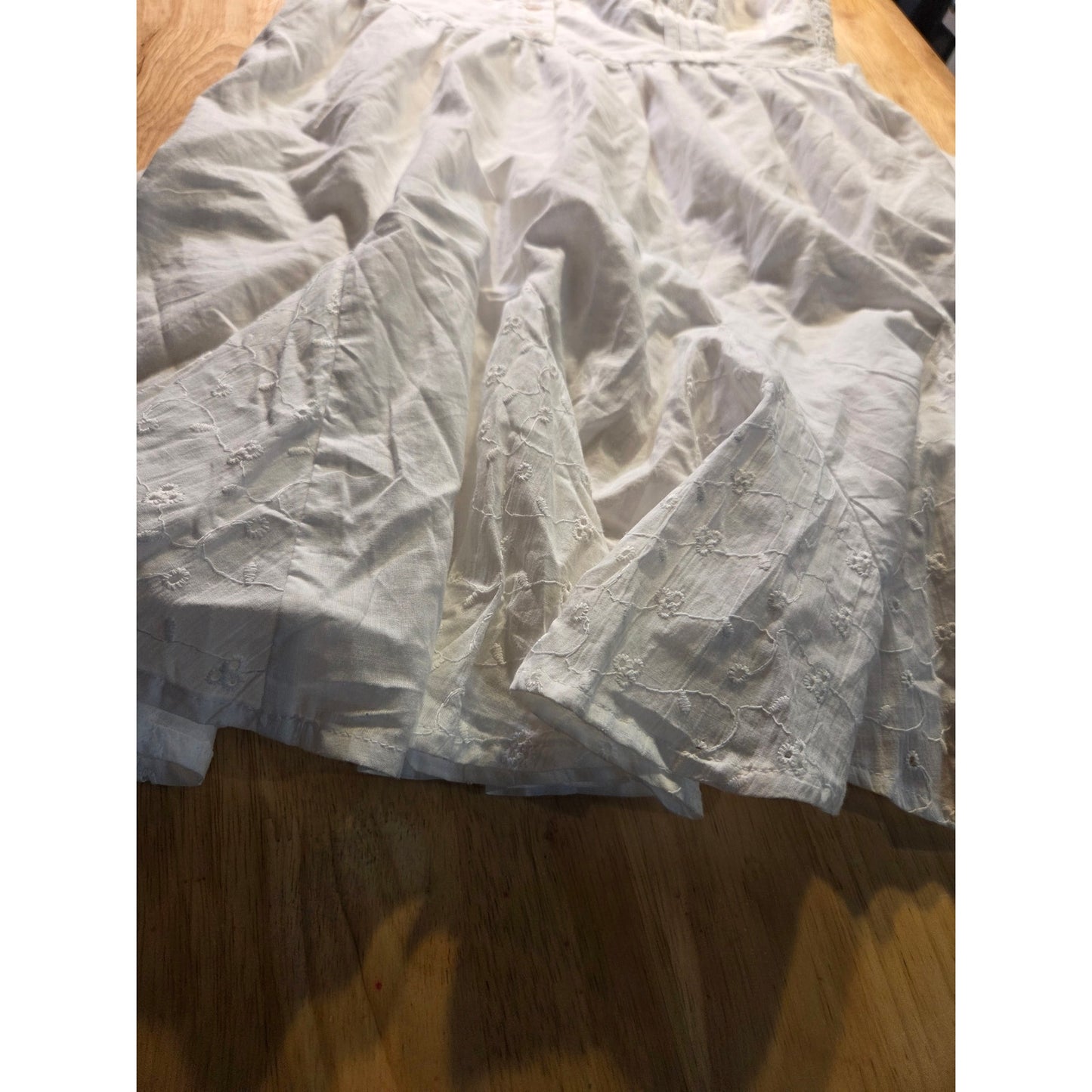 NWT Blush white cotton eyelid dress elasticated stretch back sleeveless M
