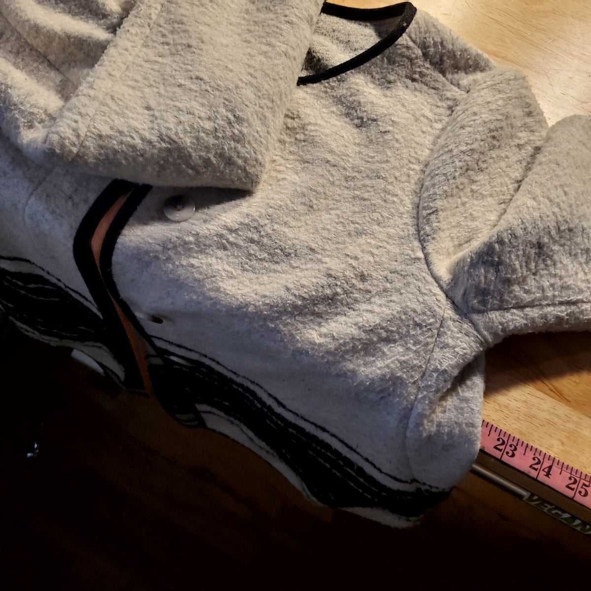 Elevenses size medium wool blend asymmetrical hem gray and black striped jacket