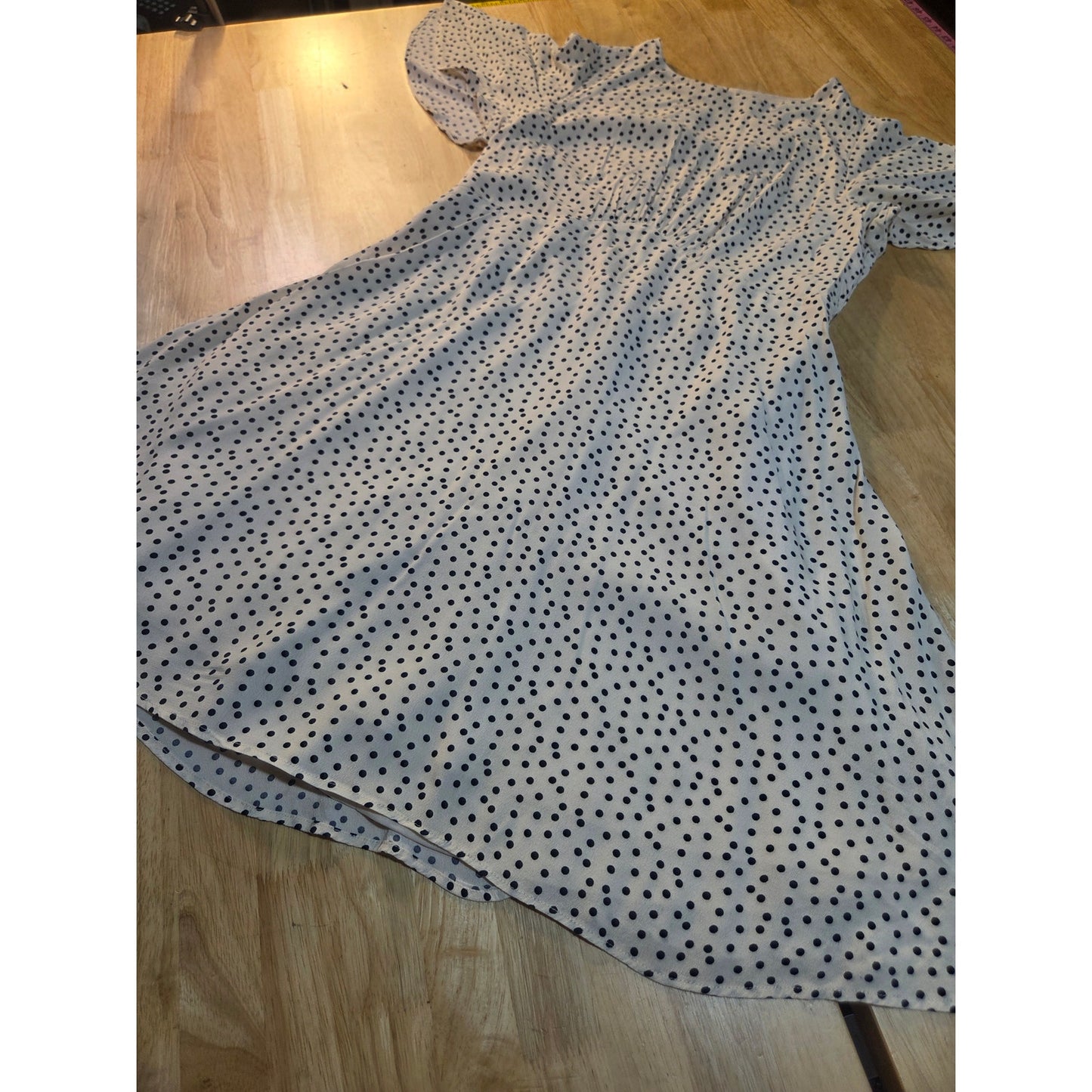 GB brand white polka dot flutter sleeve open back knee length dress size large