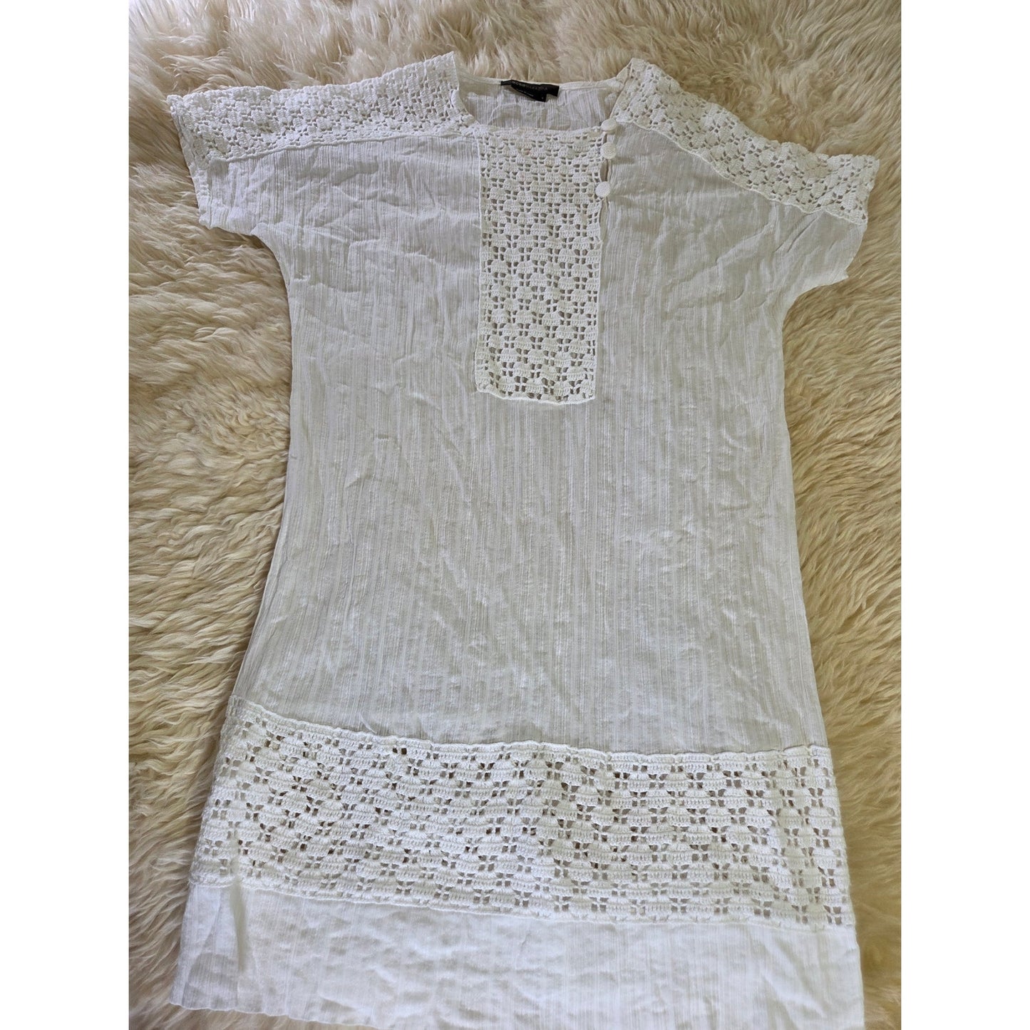 BCBG Max Azria white cotton eyelet short sleeve Tunis dress top short sleeve