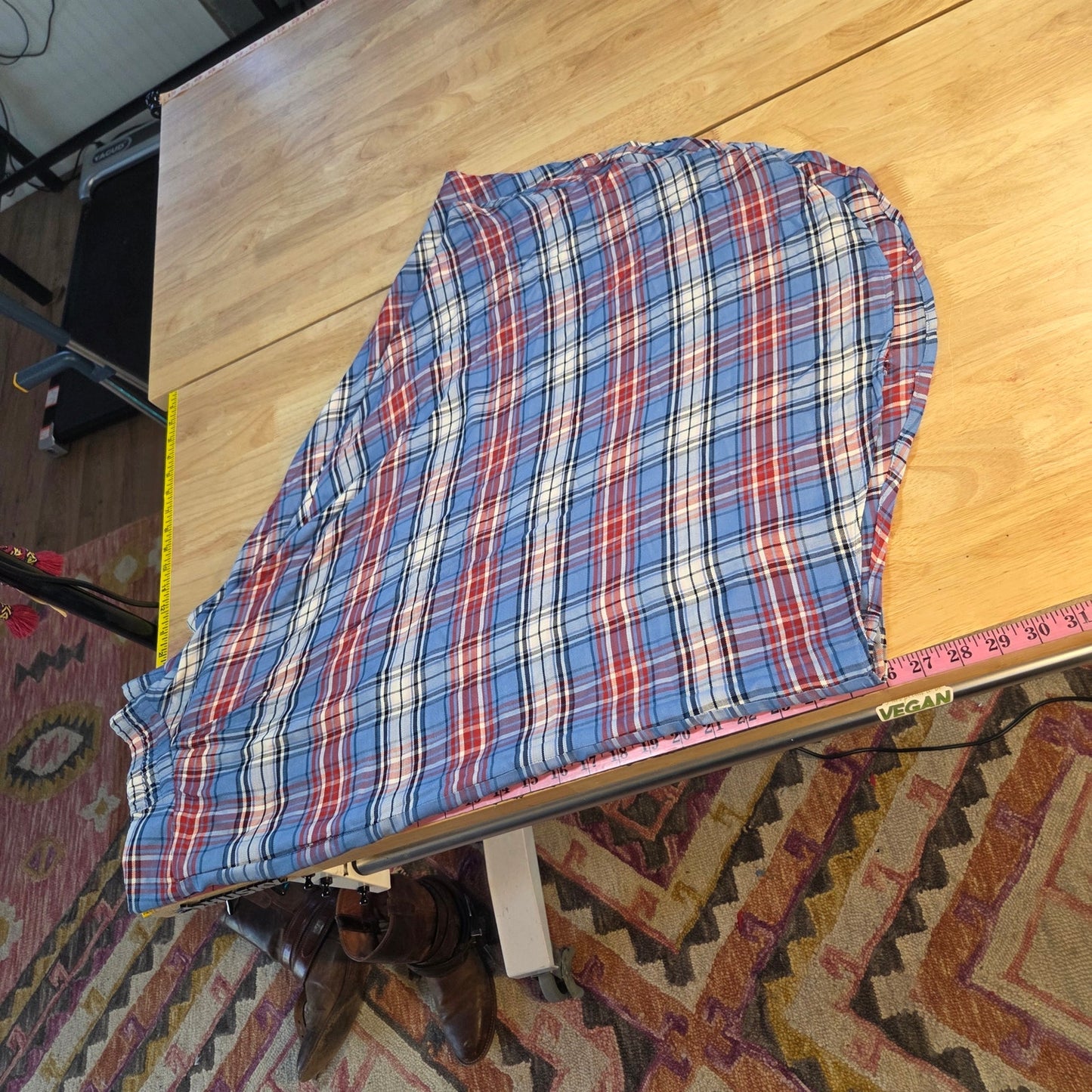 Est. 1946 Cato's Elastic Waist Tissue Hem Red White Blue Plaid Thin Flowy Large