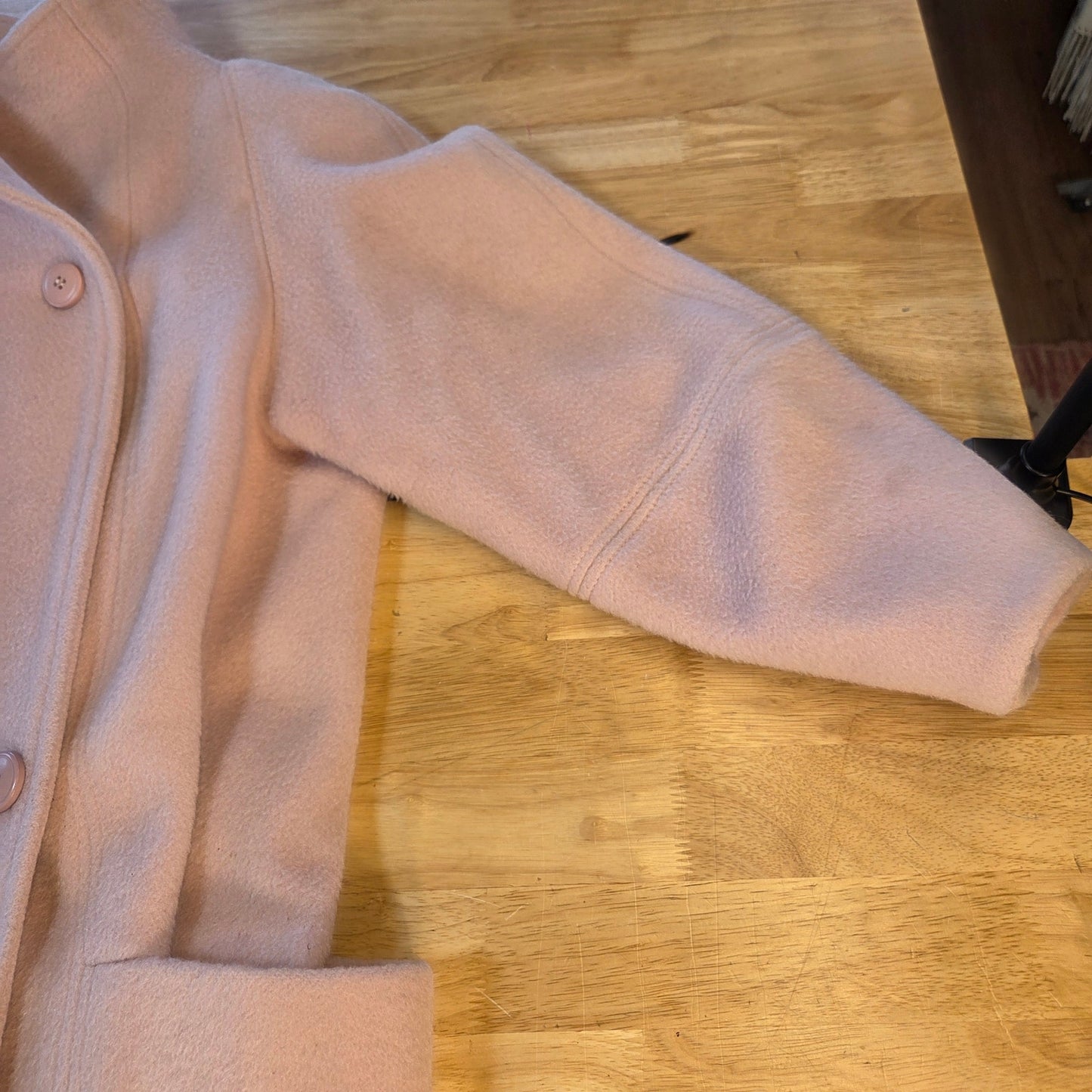 Leaventhal Kingston New York pink vintage wool midi jacket large shoulder pocket