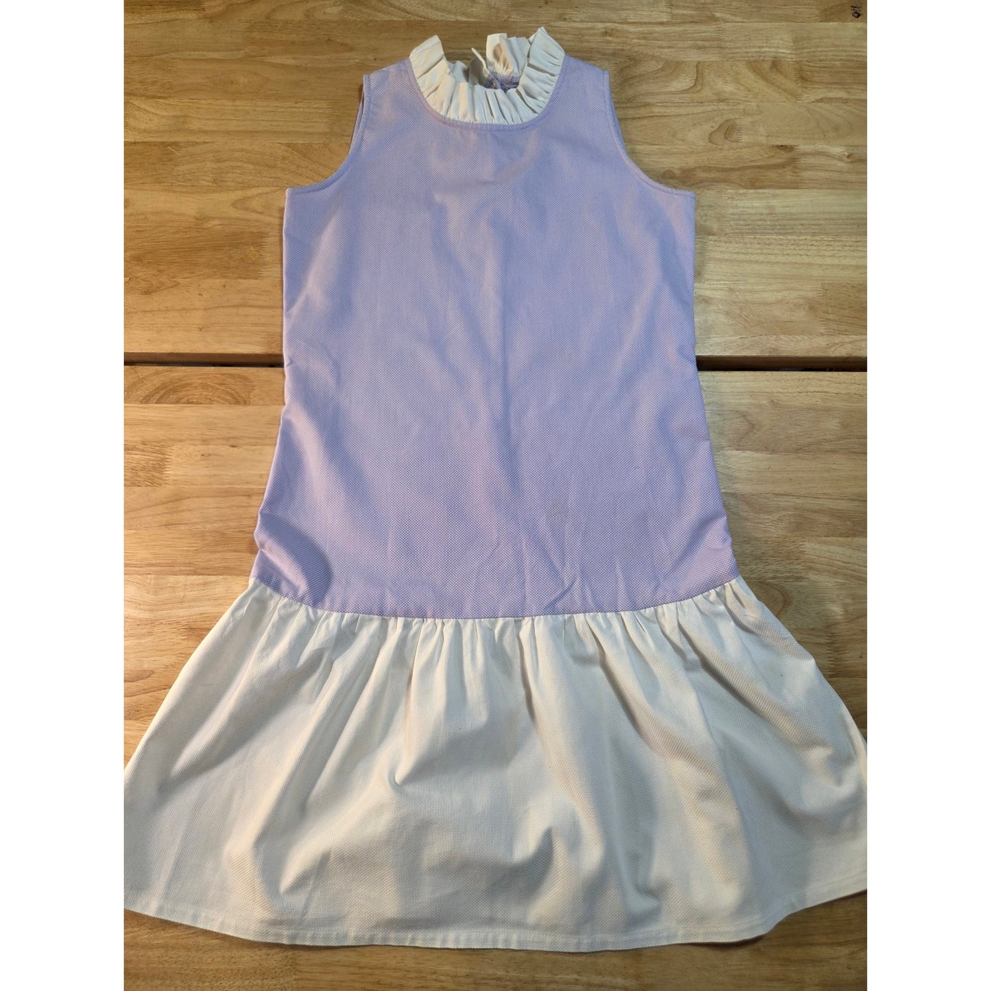 Double R by Ravi Ravan purple white waffle mini sleeveless ruffle collar