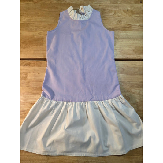 Double R by Ravi Ravan purple white waffle mini sleeveless ruffle collar