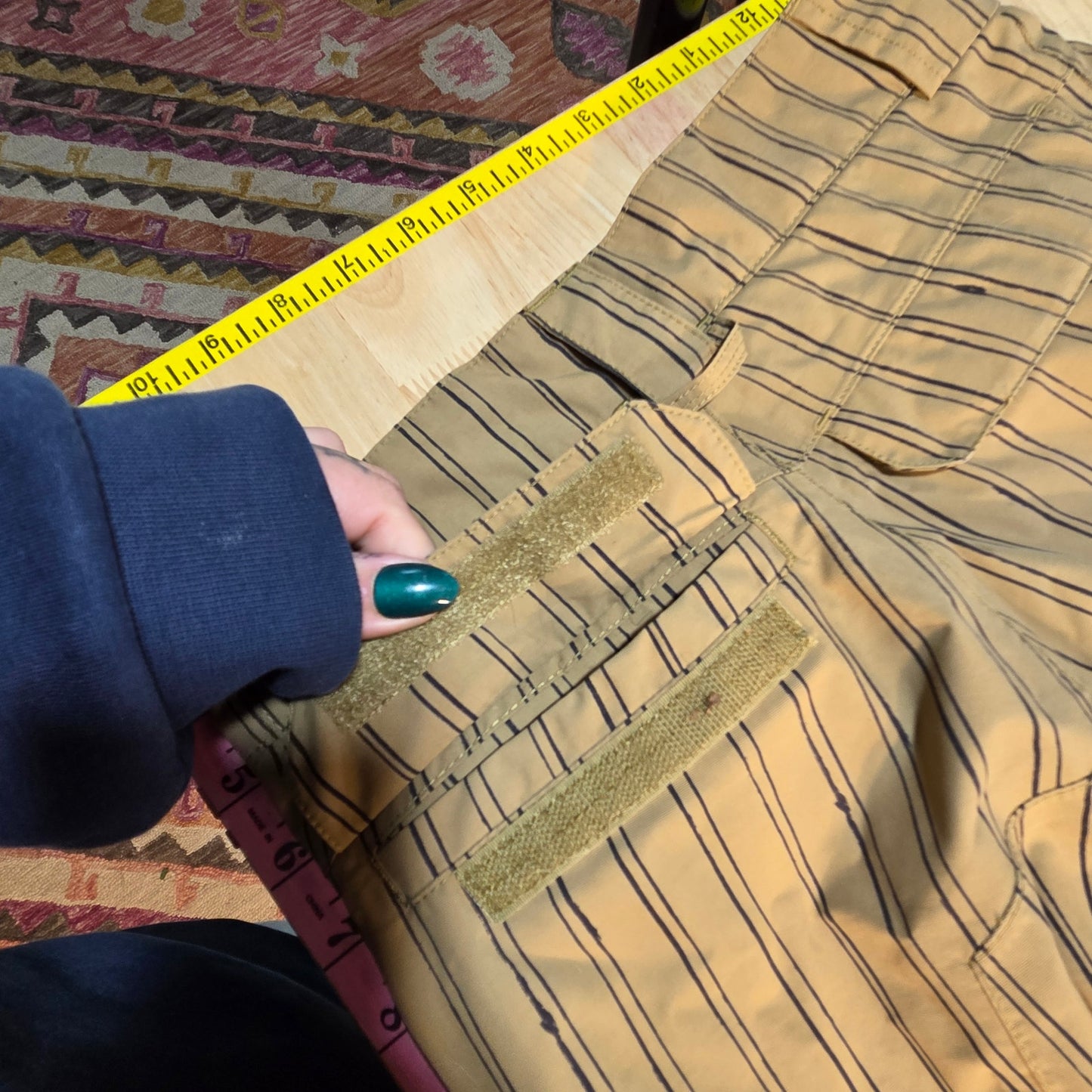 Burton Sean White Collection khaki pinstripe kids snowboard pants large pockets