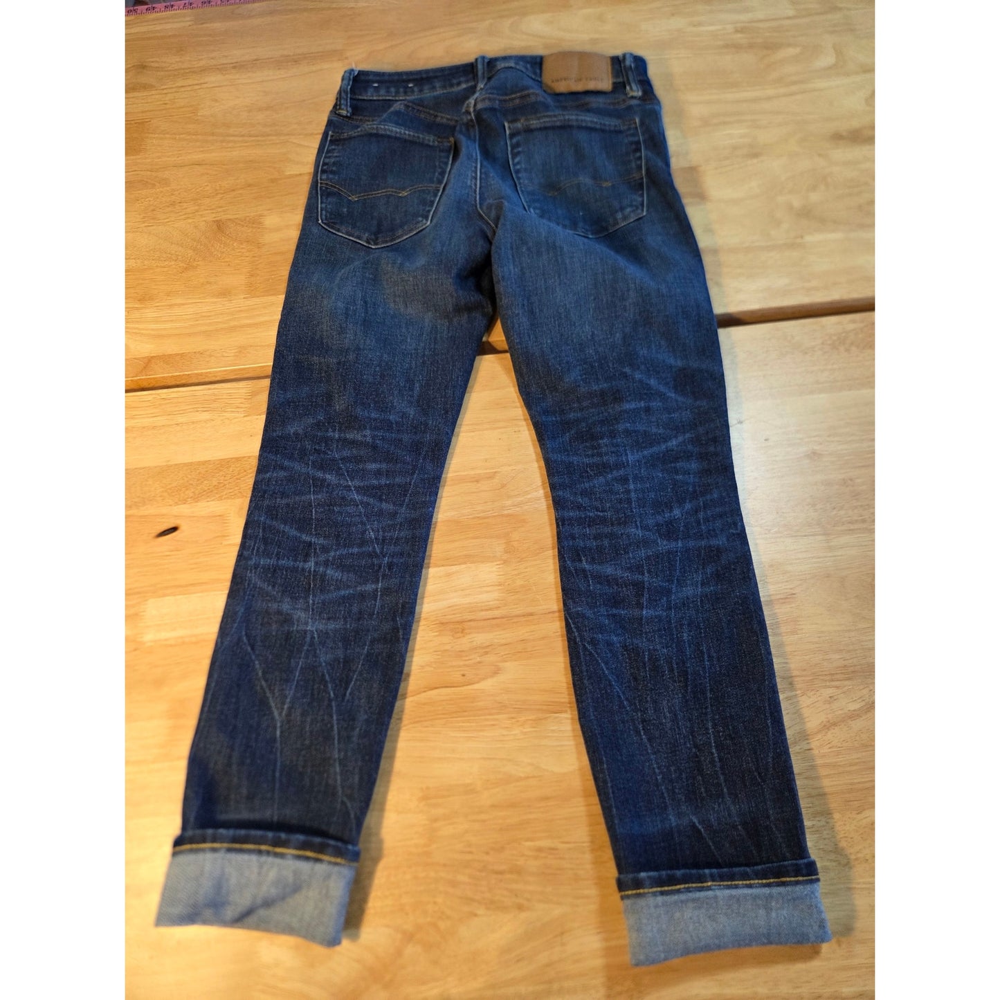 American Eagle 28x30 next level airflex skinny medium dark wash distressed jeans