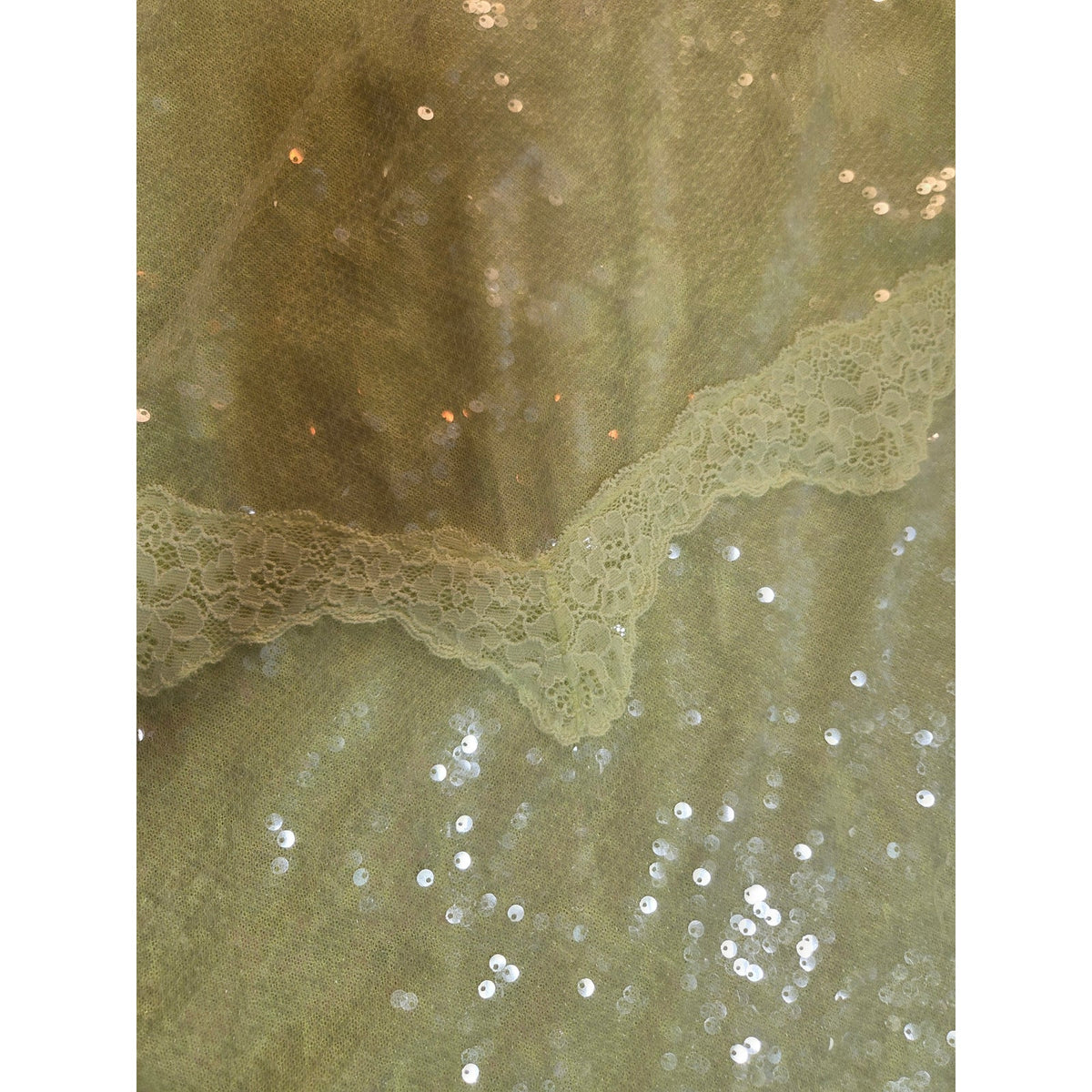 Viral Victoria's Secret lime green spaghetti strap sequin slip dress lace xl
