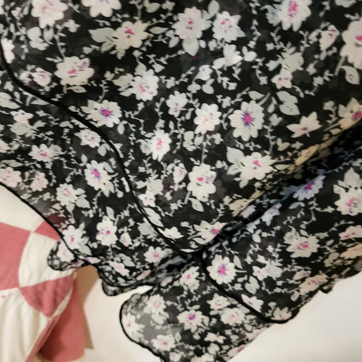 B'Delicious Teddy Dress Black Floral Sleeveless Back Tie Knee Length