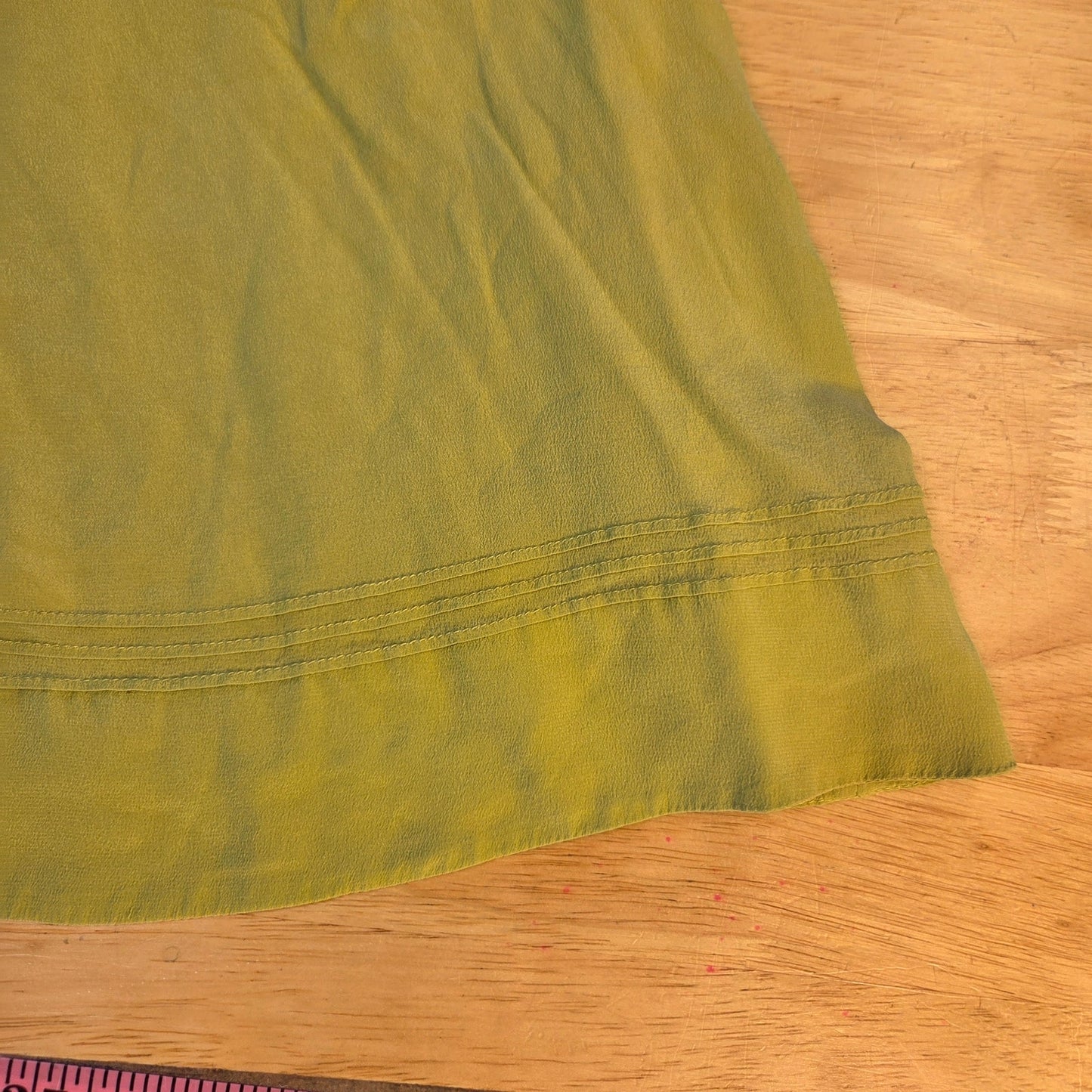 Bcbgmaxazria chartreuse neon green silk sleeveless tank dress embroidered med