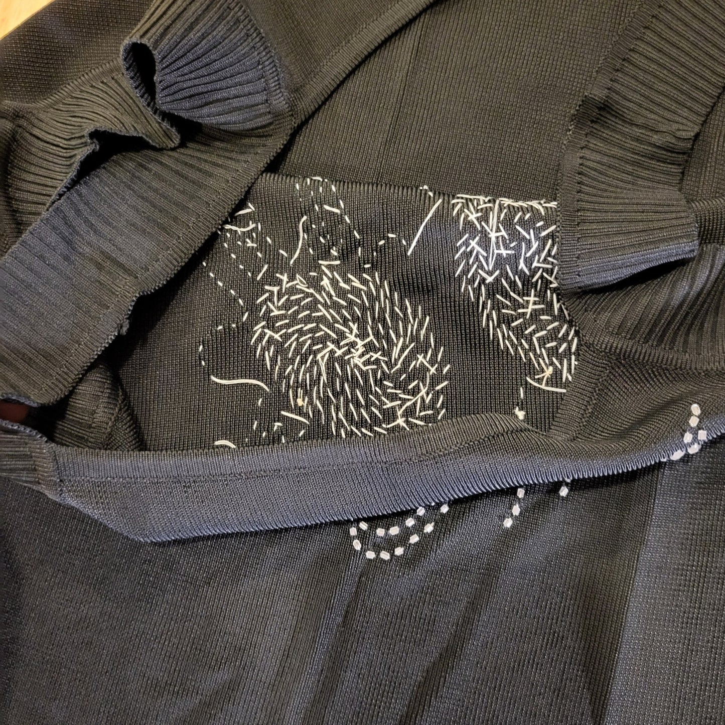 Vintage Cotton Blend Black Beaded Embroidered Knit Tank Sleeveless Sweater