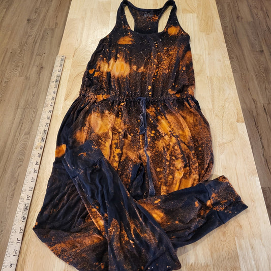 Aerie size small racerback tank jumpsuit bleach dyed black and orange Jersey