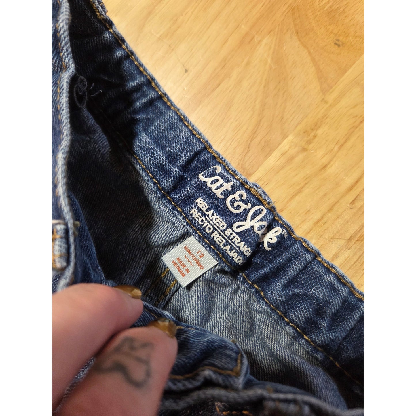 Cat and Jack relaxed stretch jeans size 12 adjustable waist kids