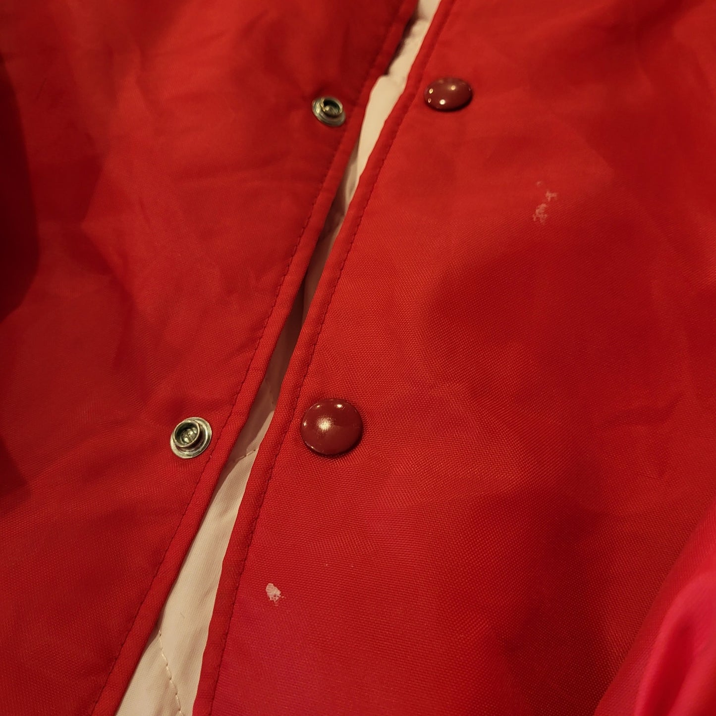 Vintage red Central City Wildcats softball coach jacket white detail 28" p2p