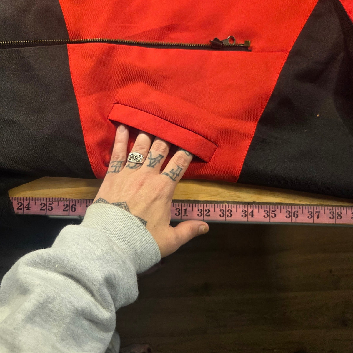 Assassin's Creed red black hooded zip jacket Tails button detail size medium