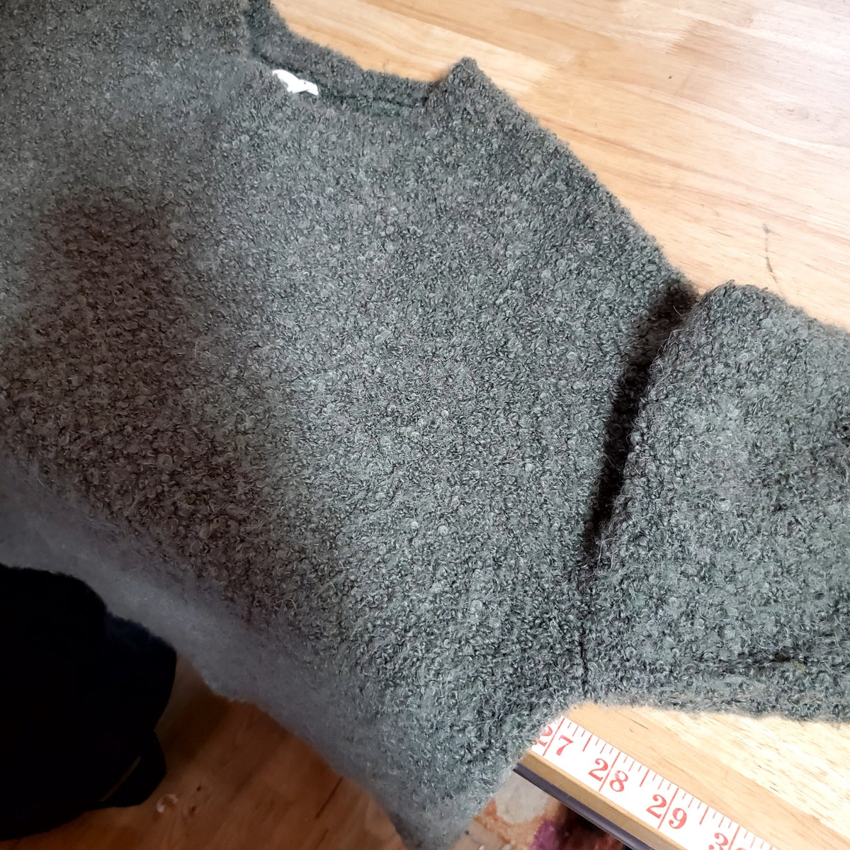 Paper label forest green oversized balloon sleeve sweater slouchy medium