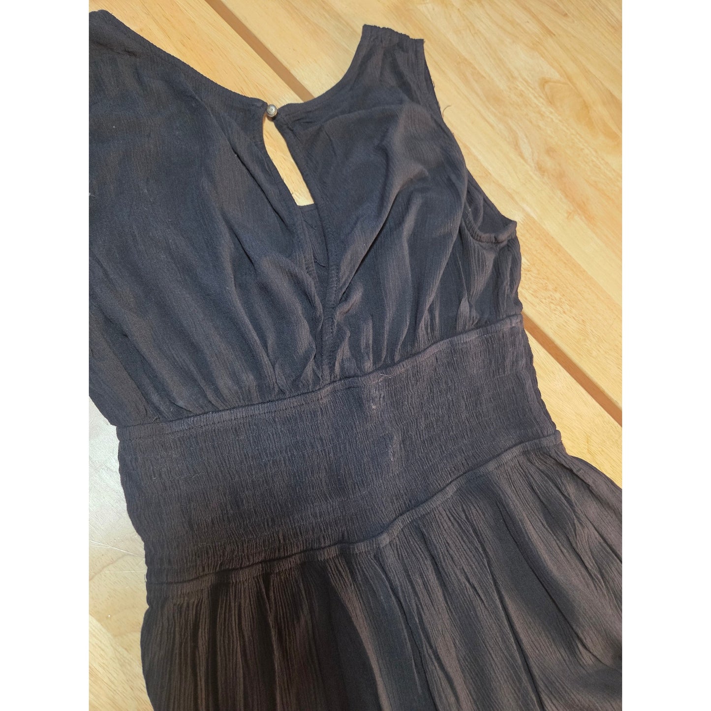 SO brand black wide leg jumpsuit elasticated waist sleeveless button Pockets LG