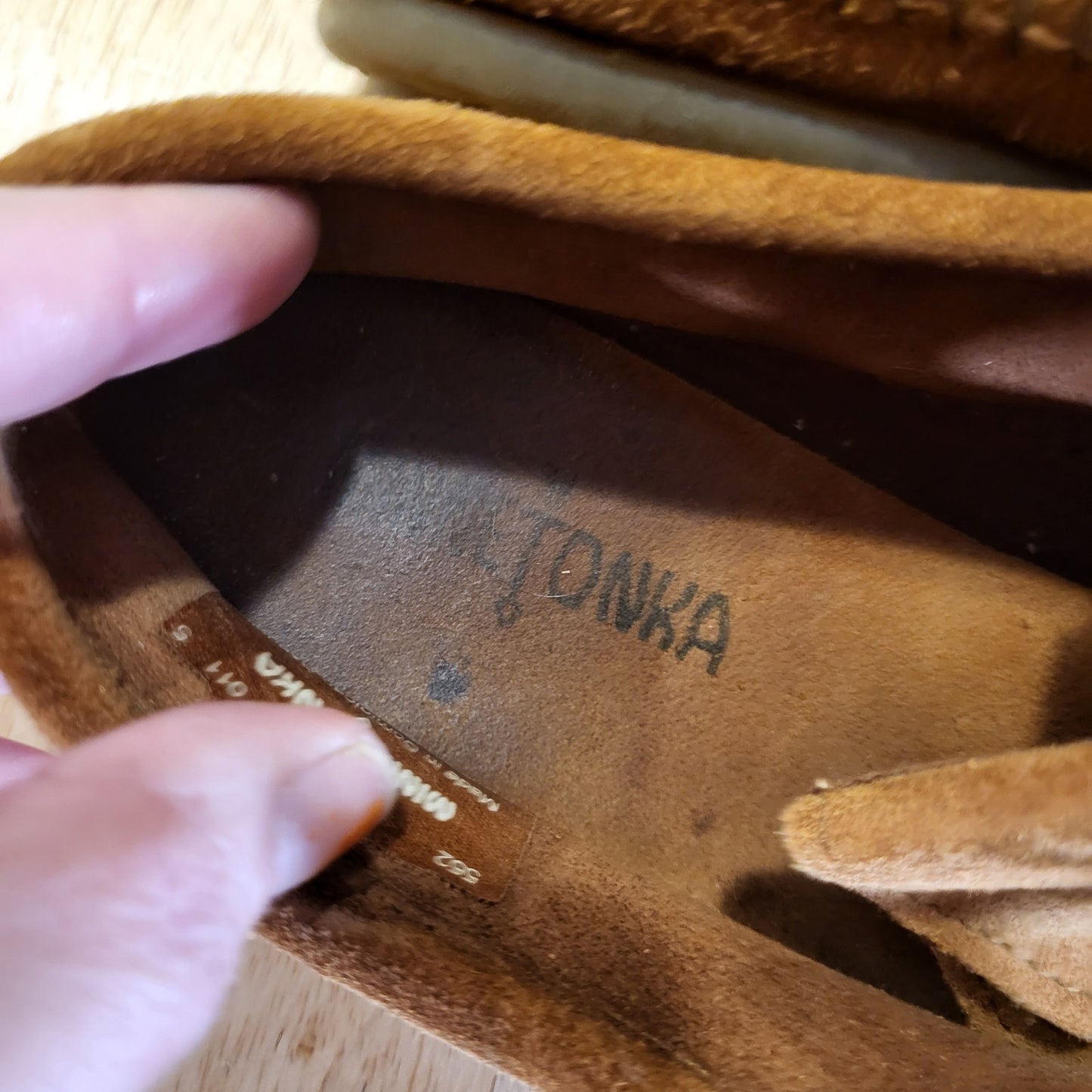 Minnetonka Brown Suede Leather Ankle Moccasins Size 11