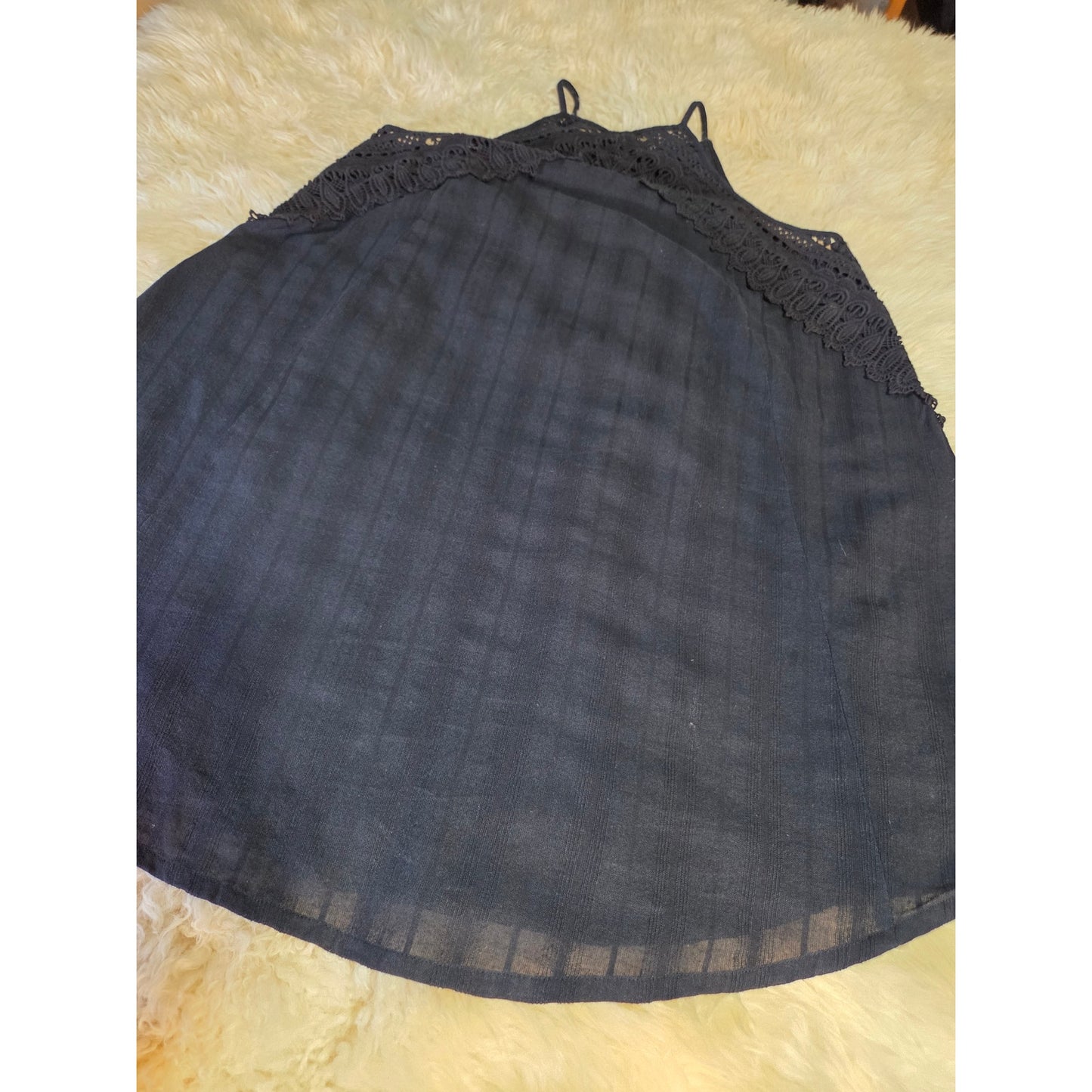 Venus Size 10 Black Spaghetti Strap Mini Dress Lace