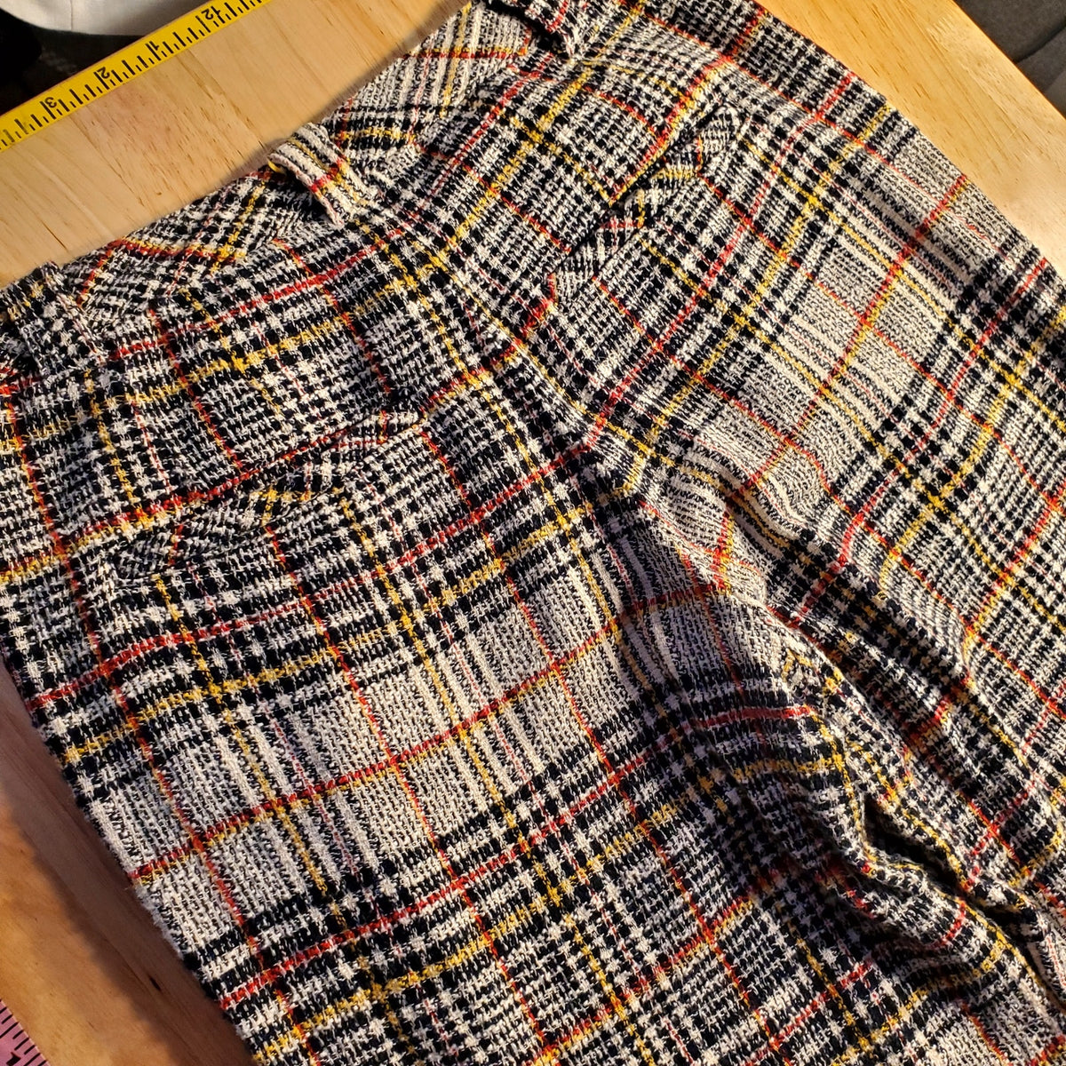 Free People 100% cotton size 2 plaid cigarette pants striped side