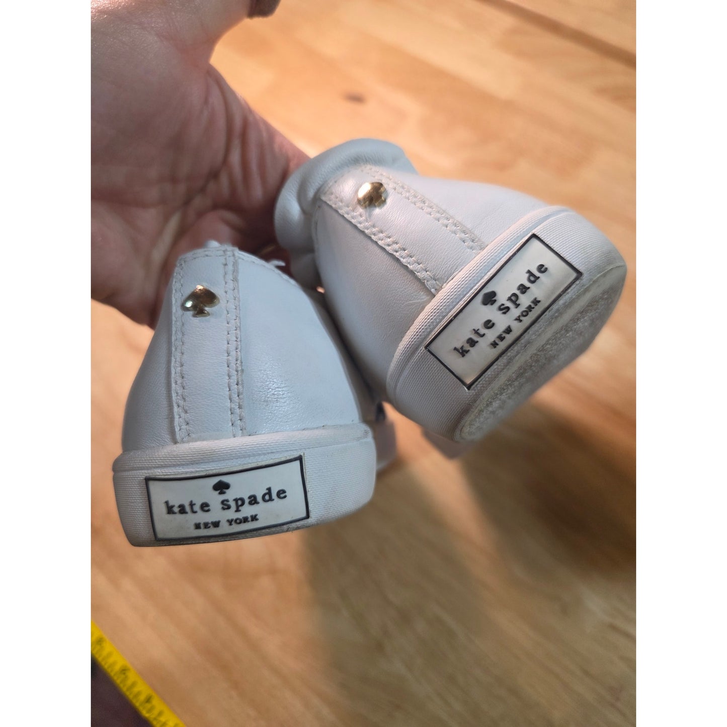 Kate Spade White Leather 7.5 Ruffle Slide on Sneaker