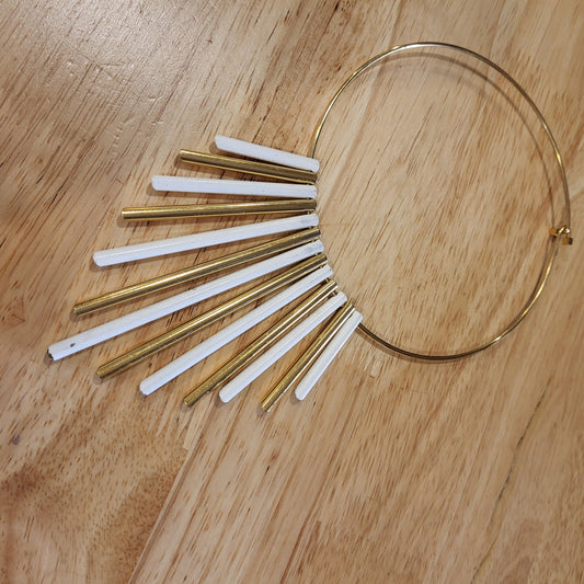 Gold White Vintage Organ Necklace Choker Chest Plate