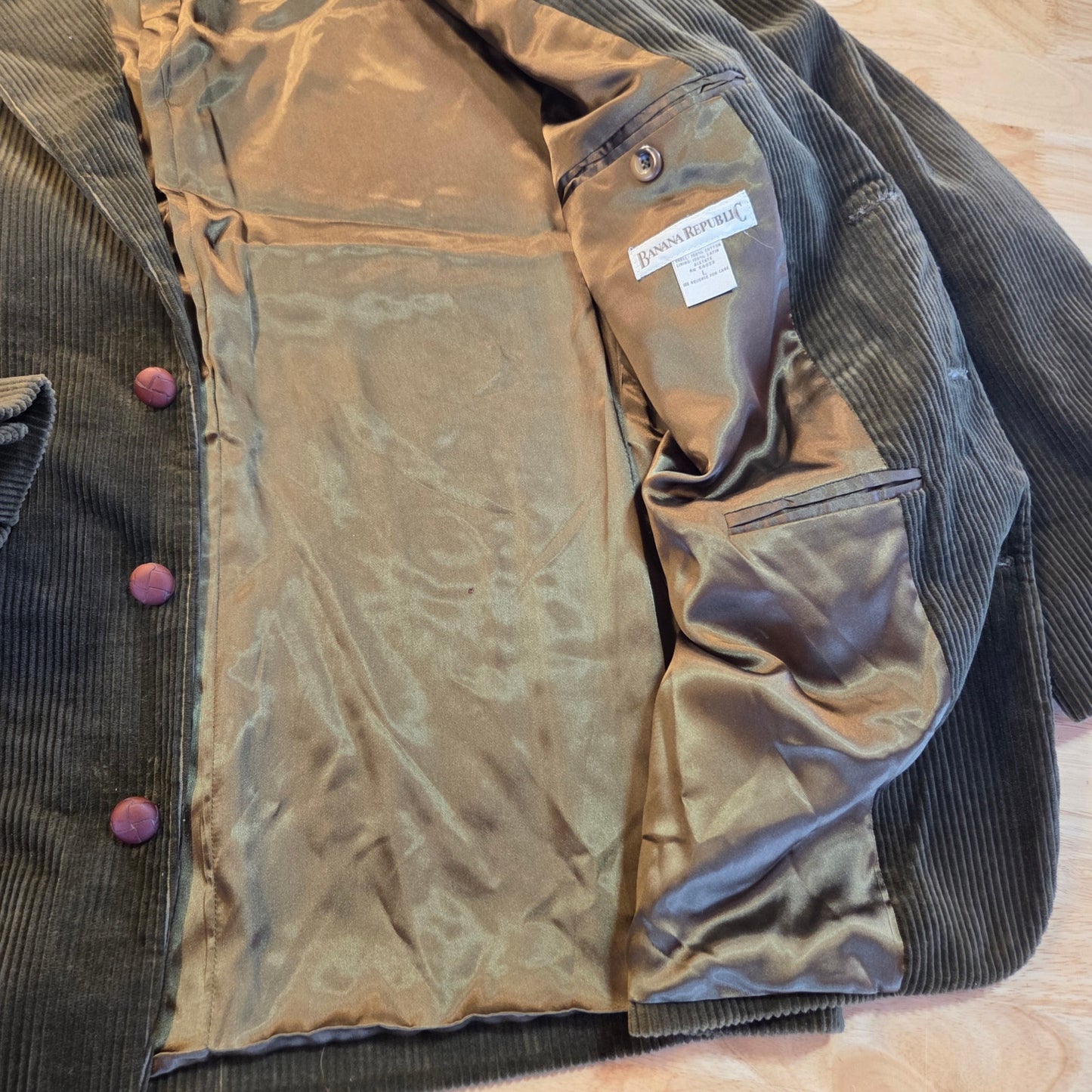 Banana Republic green corduroy large 100% cotton blazer Brown button pocket